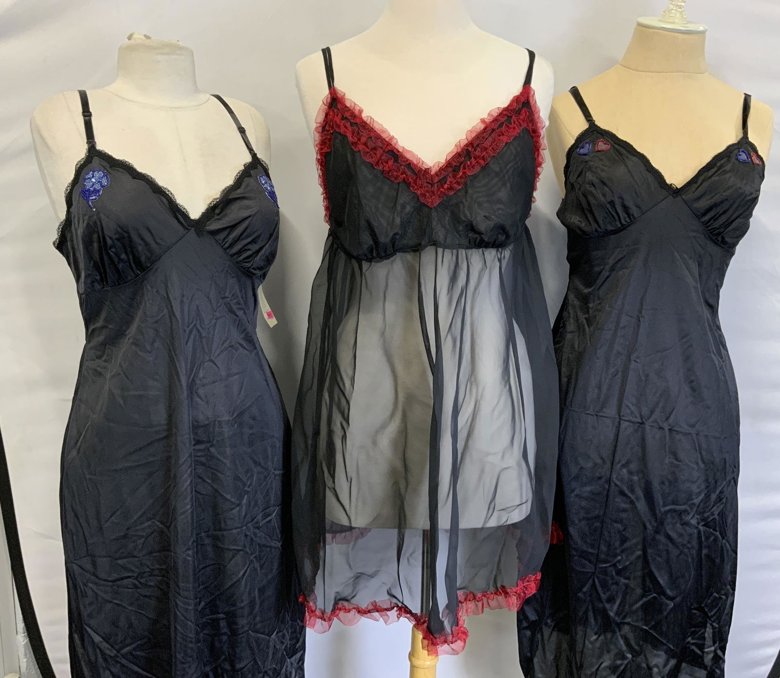 Lot of 3 Black Lingerie Slip Dresses NWT (1 of 7)