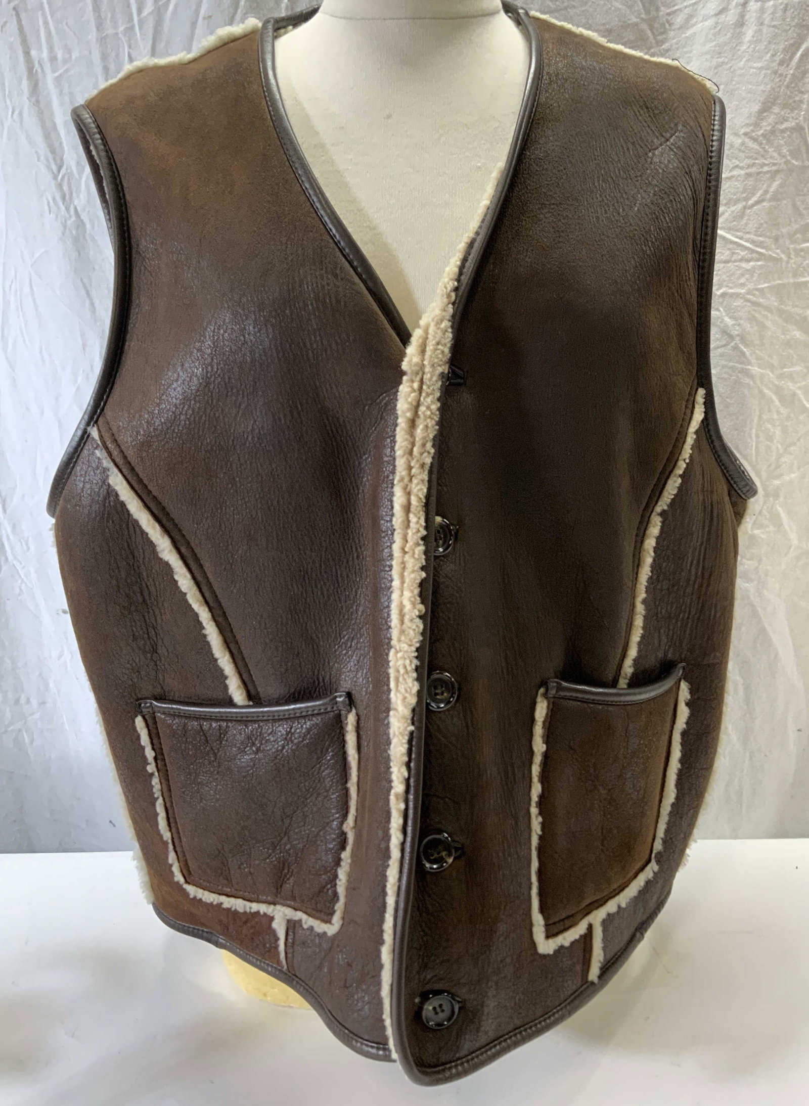 DKNY Brown Suede Leather Vest (1 of 4)