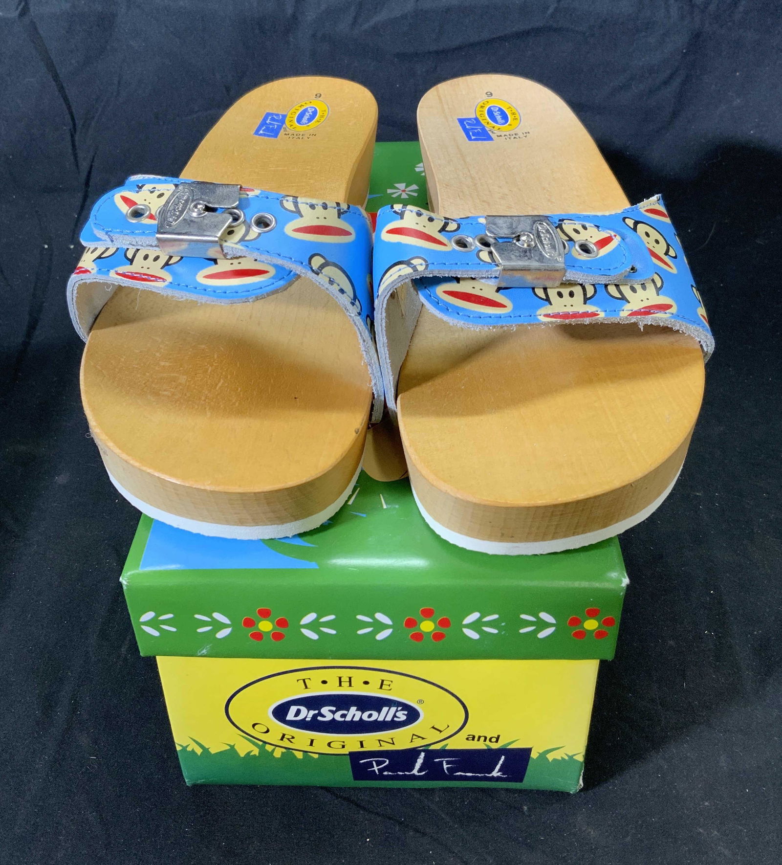 PAUL FRANK Ltd Edt Blue Wood Clogs NIB Sz 9 (1 of 5)
