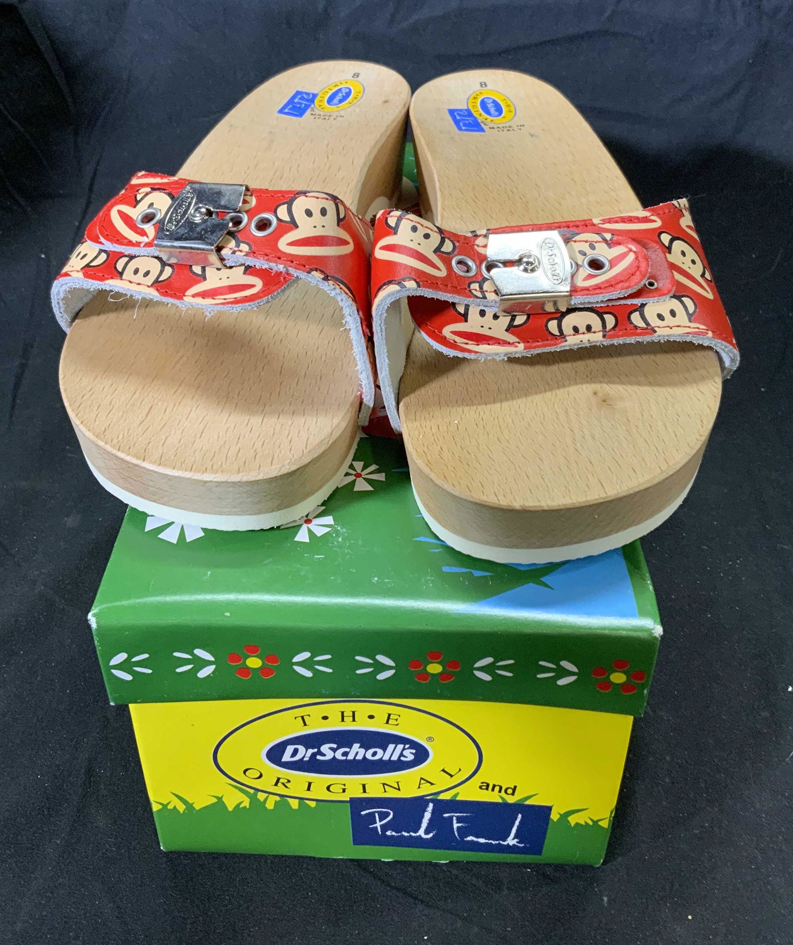 PAUL FRANK Ltd Edt Red Wood Clogs NIB Sz 8 (1 of 5)