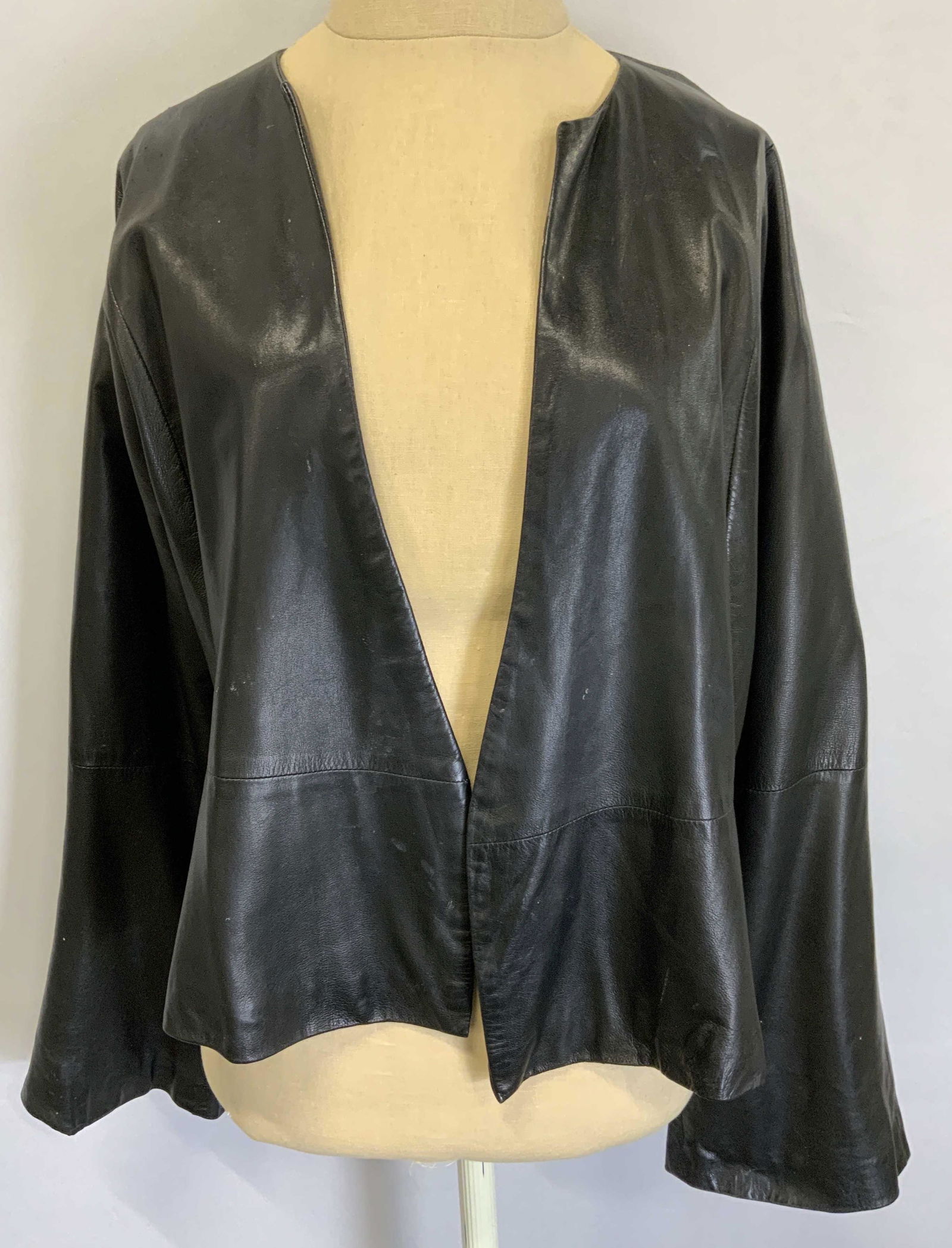 MAX MARA Black Leather Open Jacket (1 of 4)