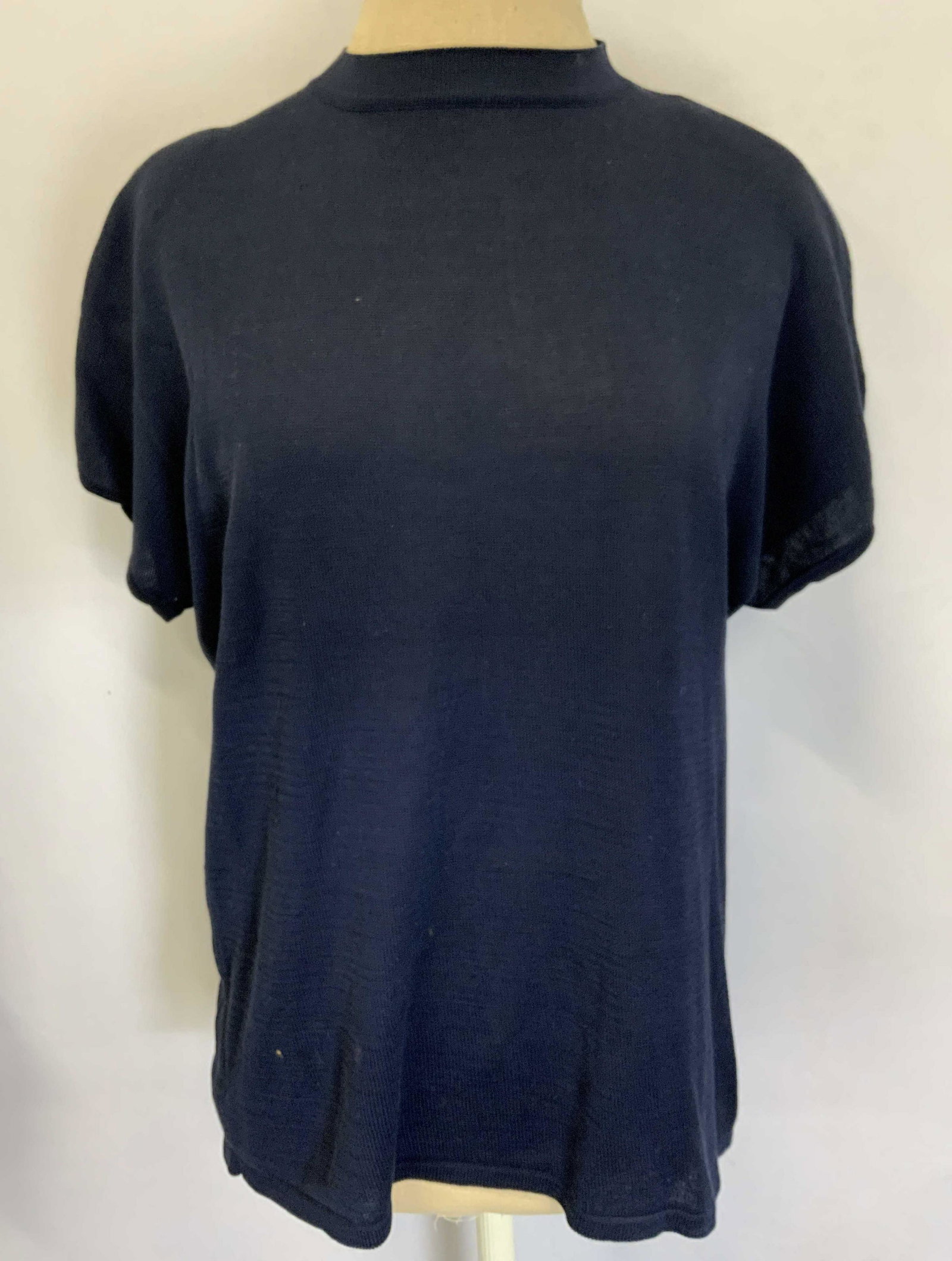 Unlabeled Designer Navy Blue Short Sleeve Top (1 of 4)
