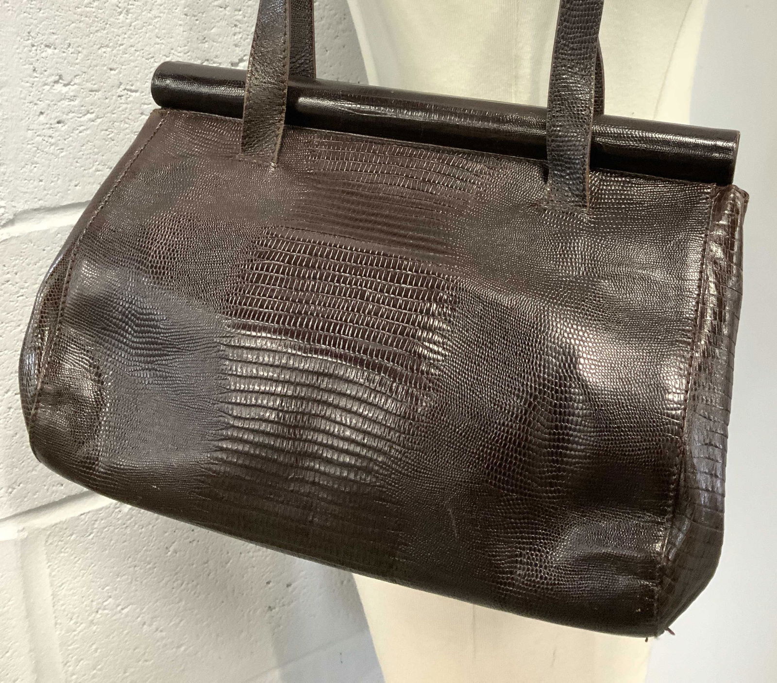 BASILE Lizard Leather Handbag, Italy (1 of 8)