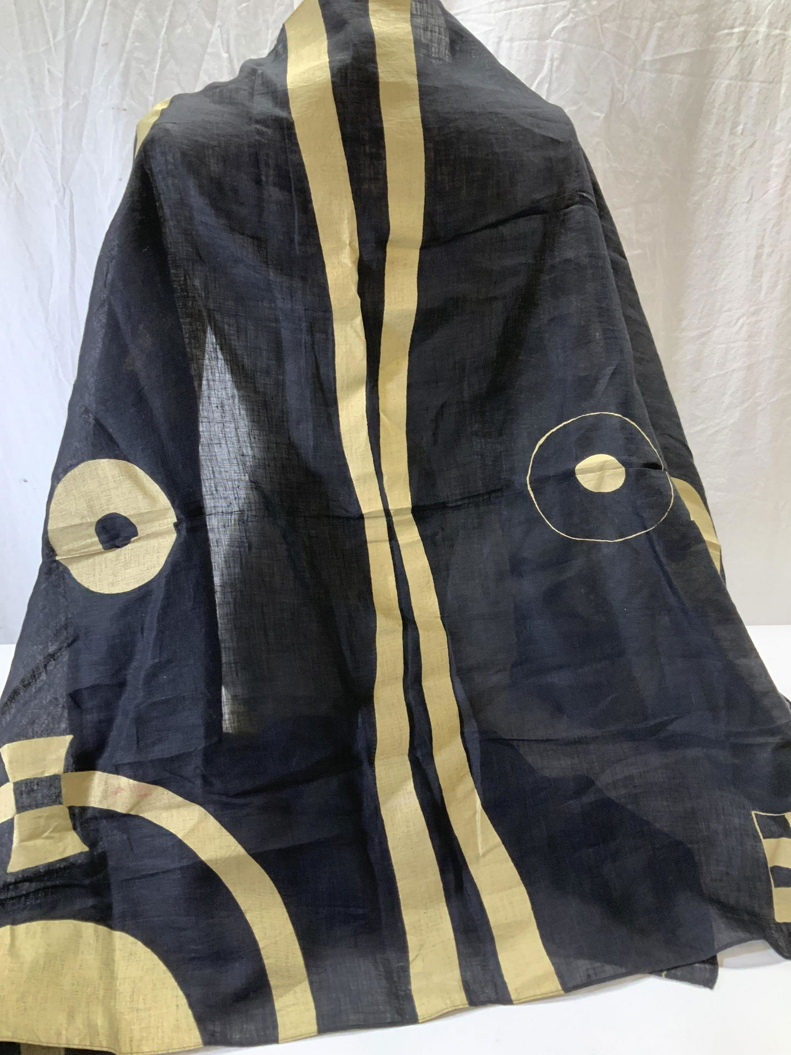 Hand Painted Linen Shawl, Gold and Black (1 of 5)