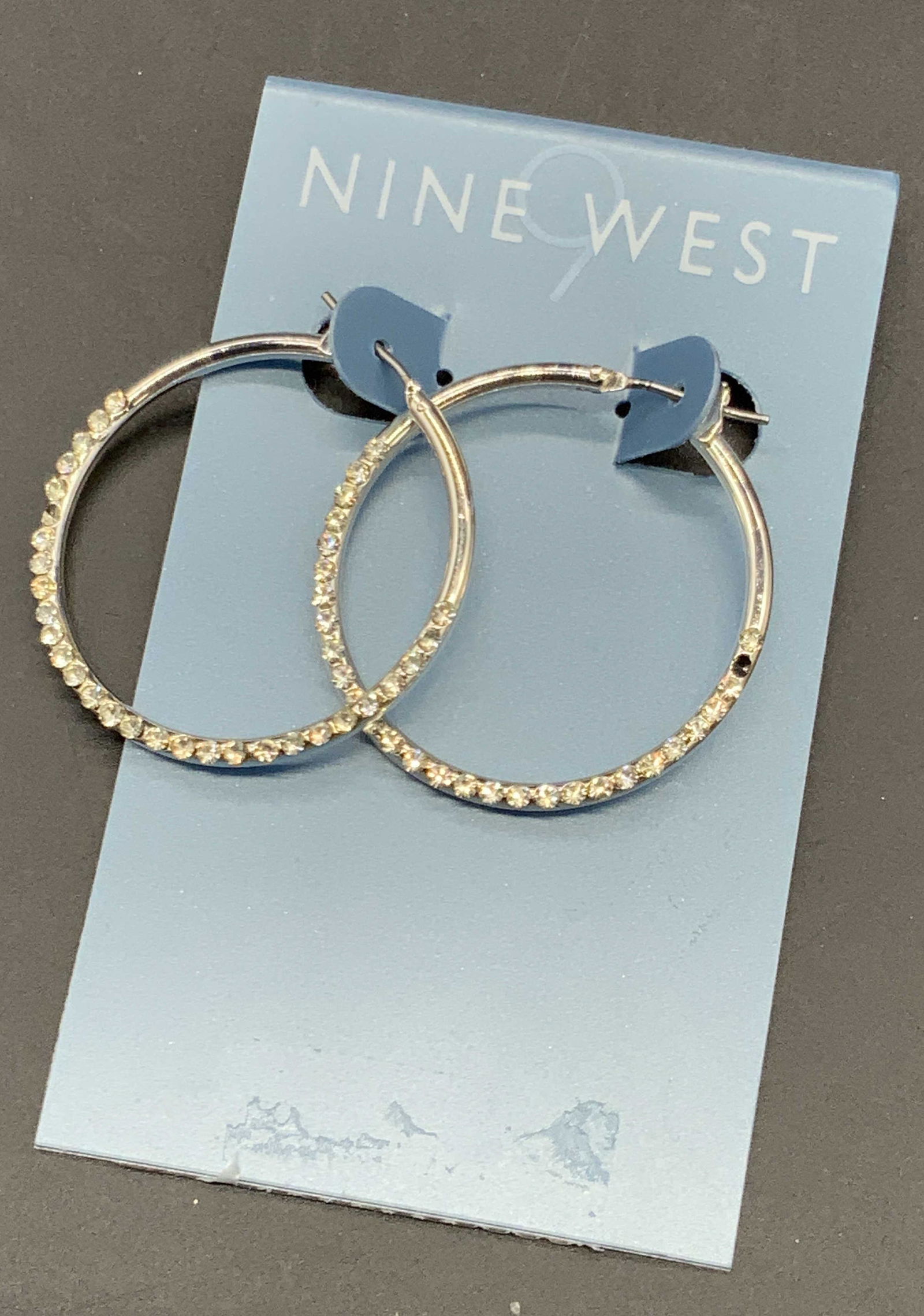 NINE WEST Bejeweled Crystal Hoop Earrings, NWT (1 of 7)