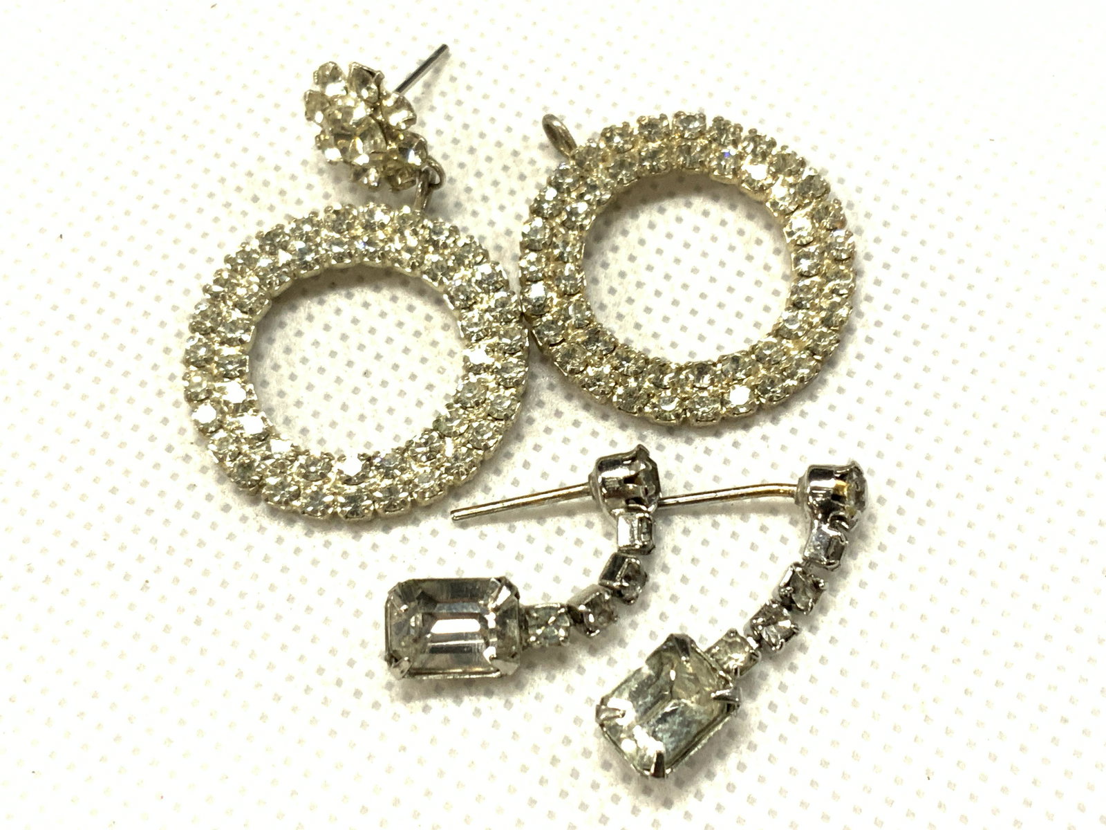 2 Pairs Rhinestone Encrusted Drop Earrings (1 of 5)