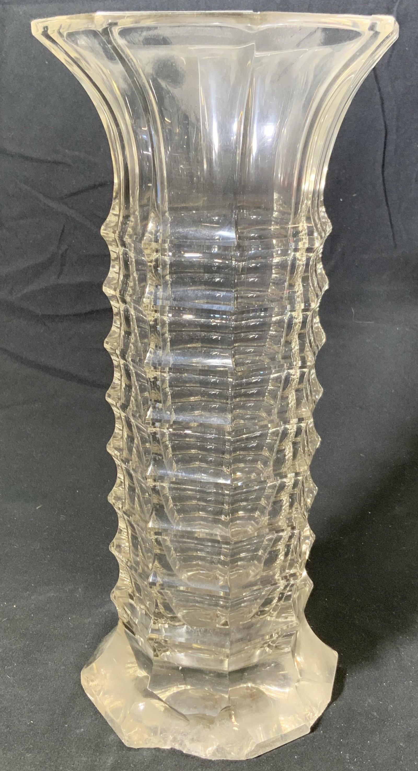 Vintage Tall Thick Glass Column Vase (1 of 6)