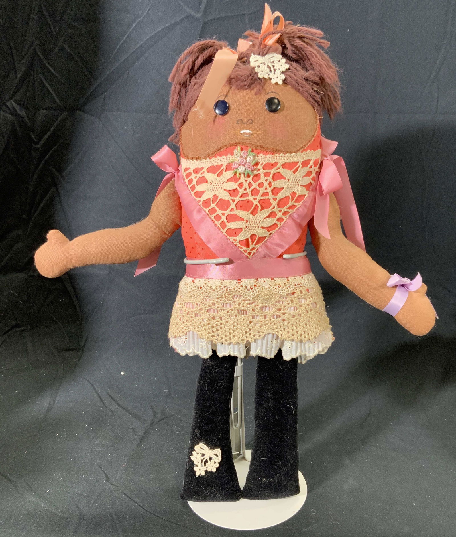 Handcrafted Folk Art Fabric & Lace Rag Doll (1 of 4)