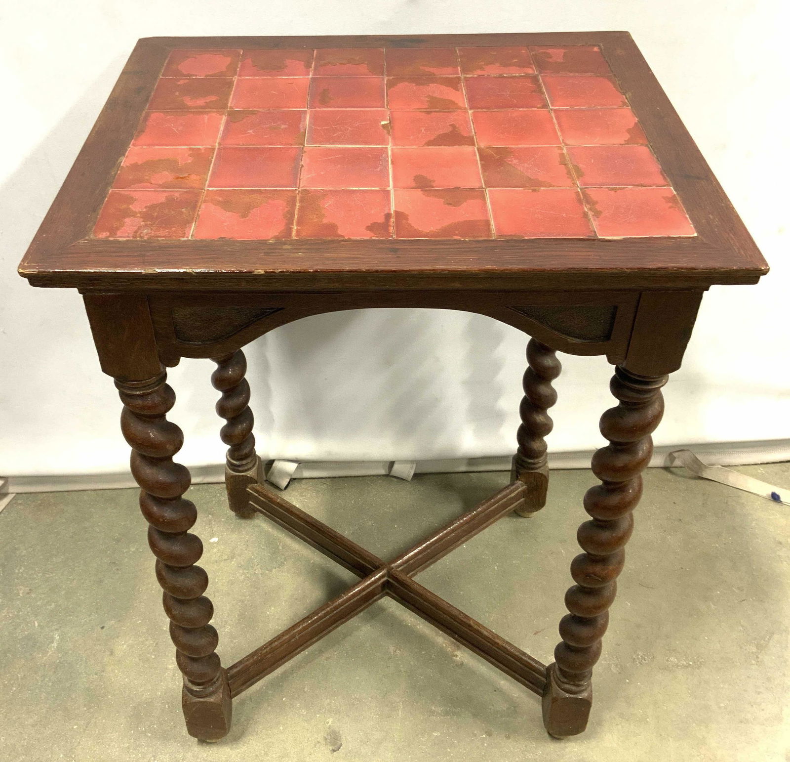 Vintage Tile Top Side Table W Barley Twist Legs (1 of 8)