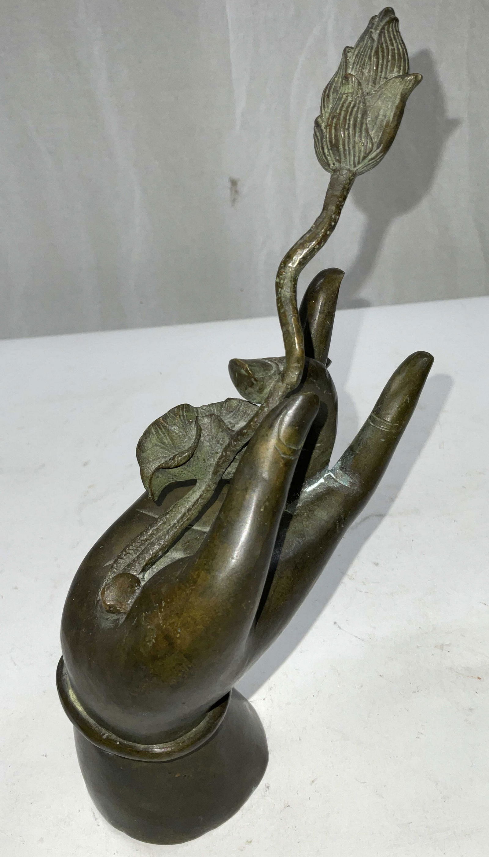 Brass Cast Hand Holding a Flower (1 of 4)