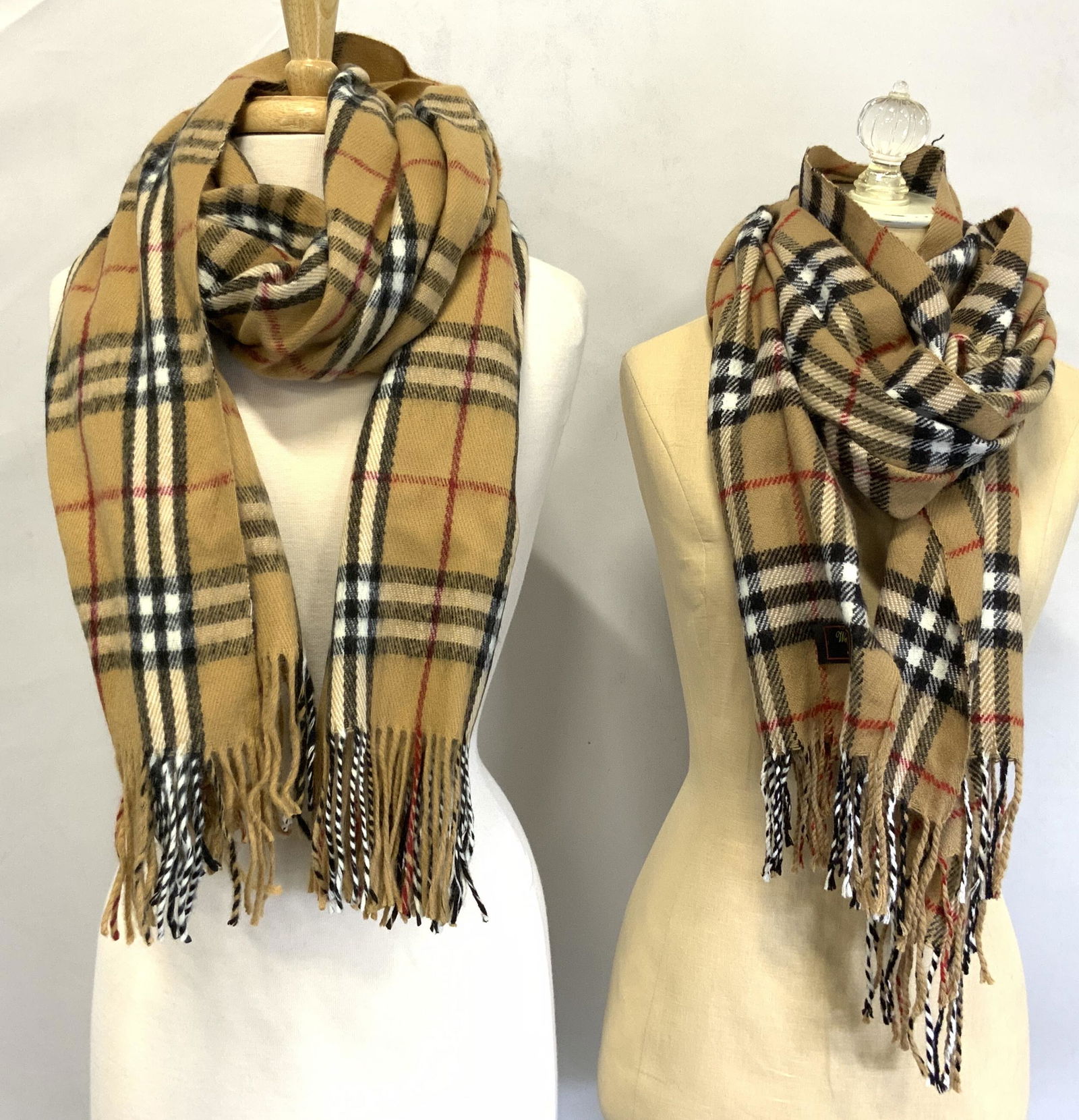 Pair Tan Nova Check Burberry Style Scarves NWT (1 of 4)