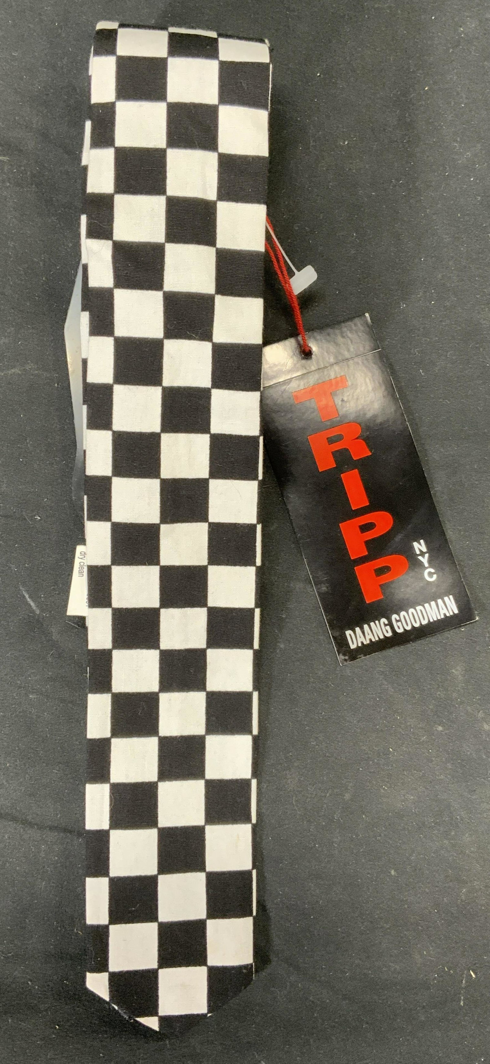 TRIPP Black & White Checkered Skinny Tie NWT: Tripp black and white checkered skinny tie. Measures approx. 56 inches long. New with original tag Tripp Daang Goodman. Cotton outer and polyester lining. Tripp, Tripp tie, trip accessories, checkered