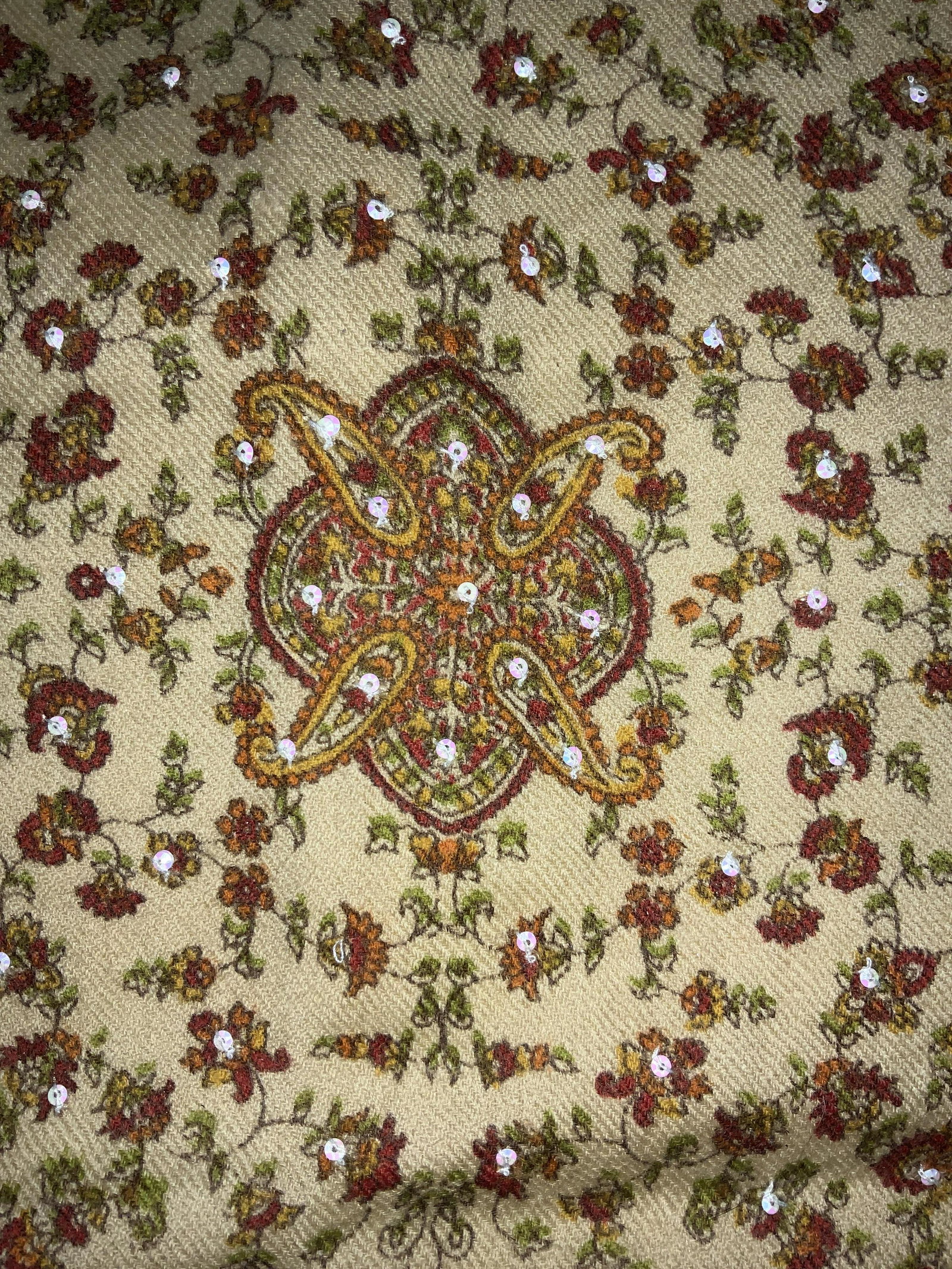 Sudan Paisley Print and Sequin Wool Shawl (1 of 5)