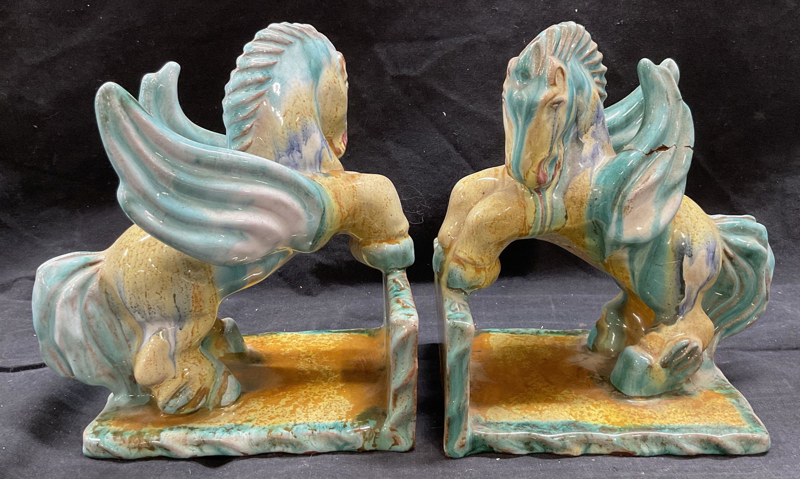 Pair Vintage Ceramic Pegasi Bookends (1 of 7)