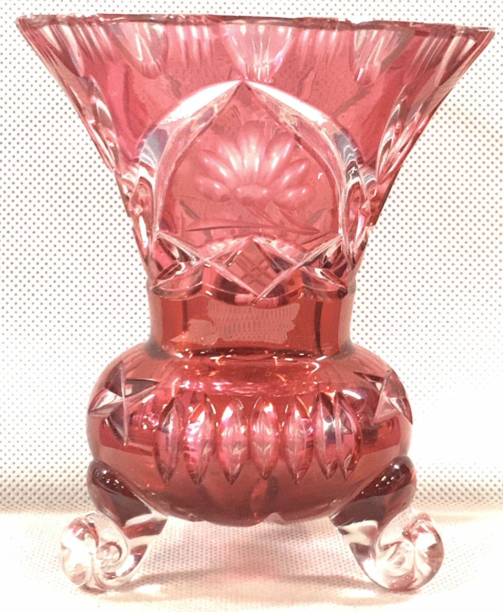 Vintage Bohemian Style Ruby Toned Glass Vessel (1 of 7)