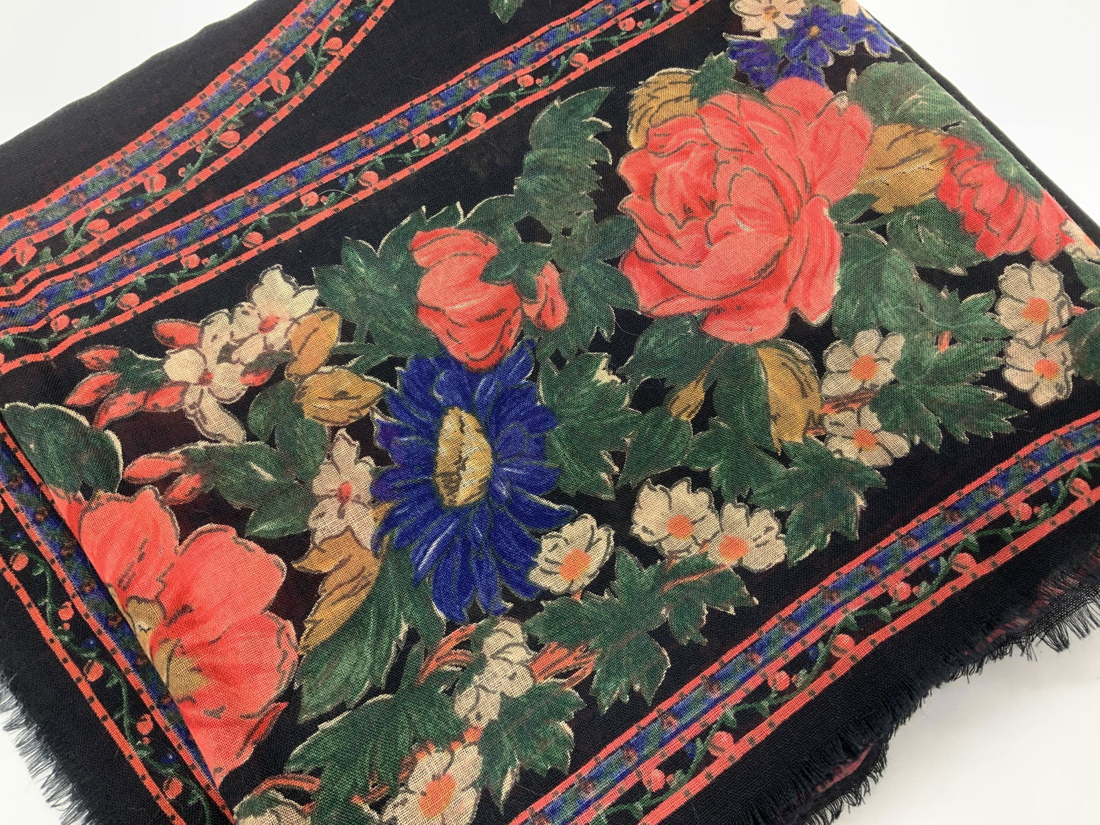 Smithsonian Institution Wool Floral Shawl, ITALY (1 of 6)
