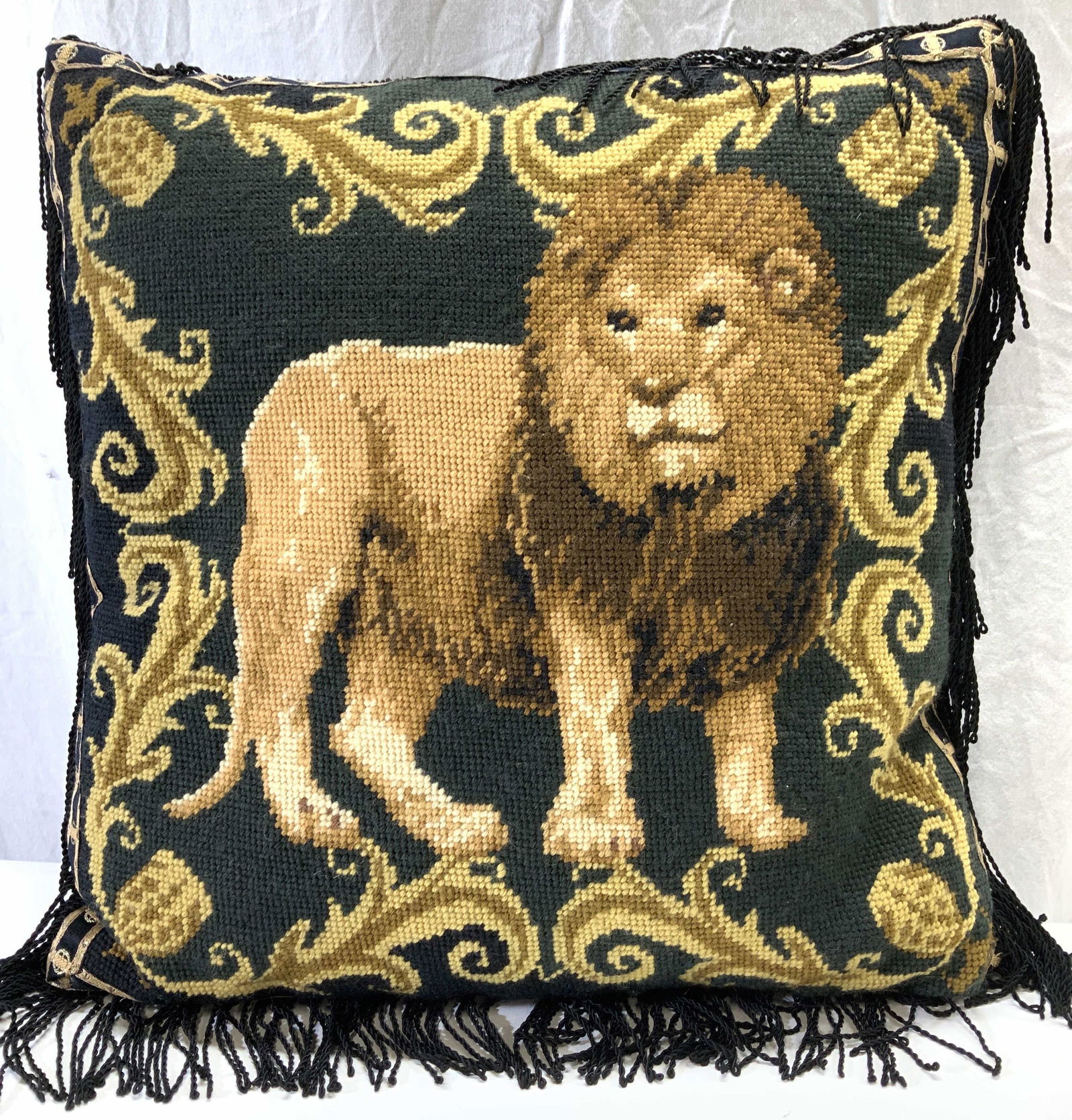Royal Lion & Acanthus Needlepoint Pillow (1 of 7)