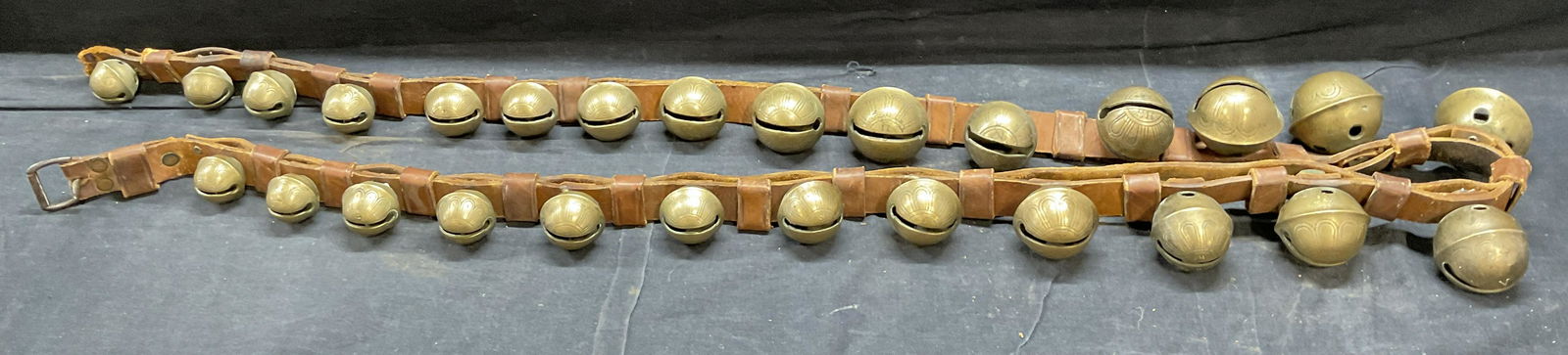 Vintage Brass Sleigh Bells on a Leather Strap (1 of 8)