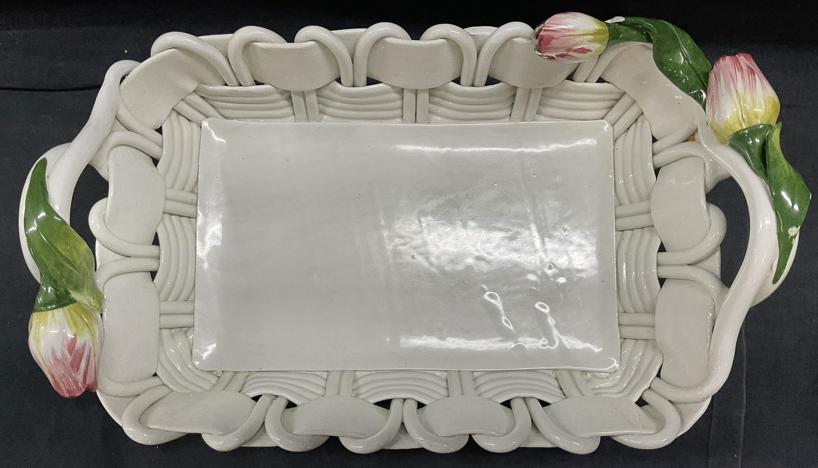 DECORATO A MANO Ceramic Basket Dish, Italy (1 of 6)