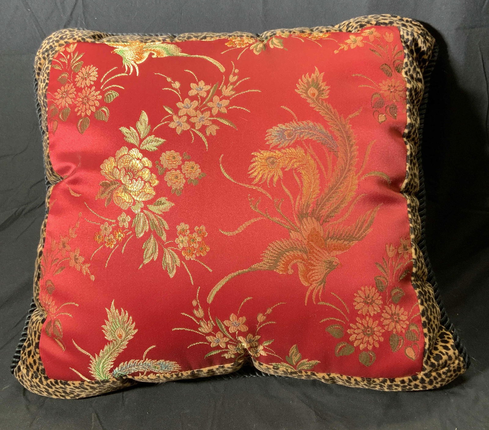 Designer Floral Peacock Throw Pillow (1 of 5)