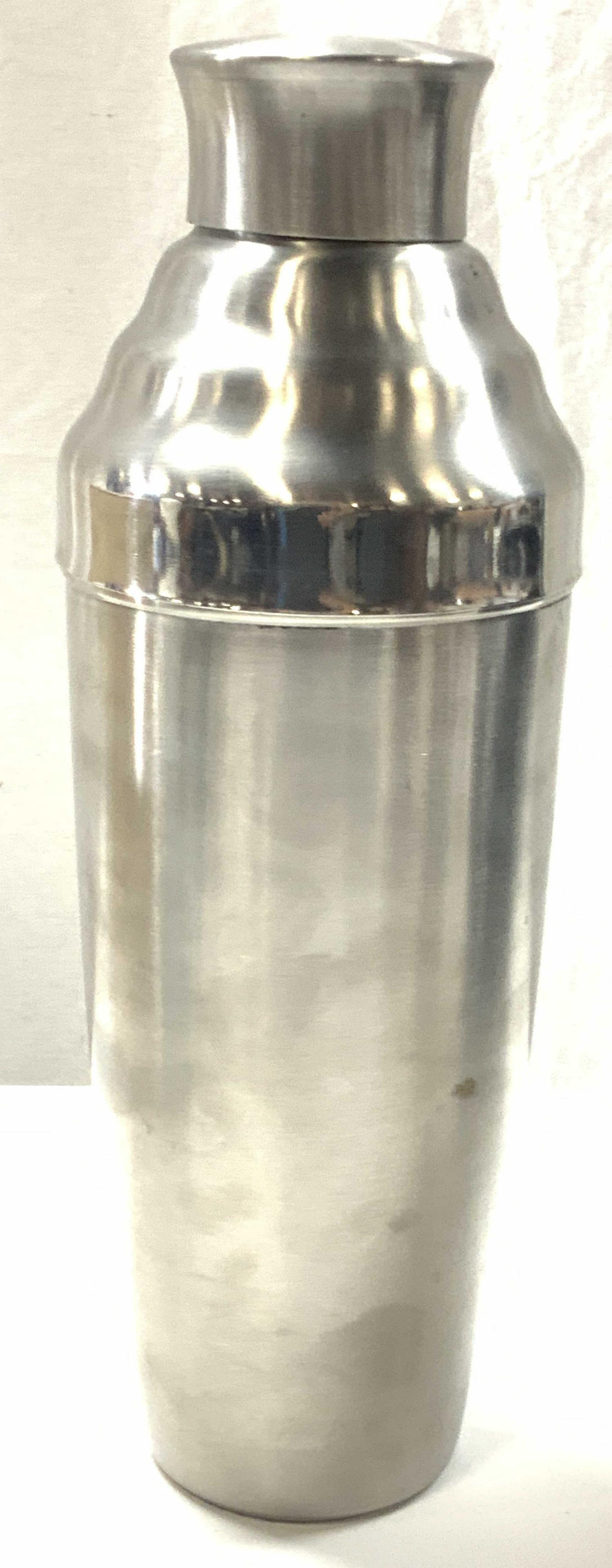 OGGI Steel Bar Cocktail Shaker: White Metal, possibly steel cocktail shaker with cap. Approximately 13 inches tall, marked OGGI on underside. Top half has difficulty removing from body. OGGI bar ware, Barware, steel bar ware, bar sh