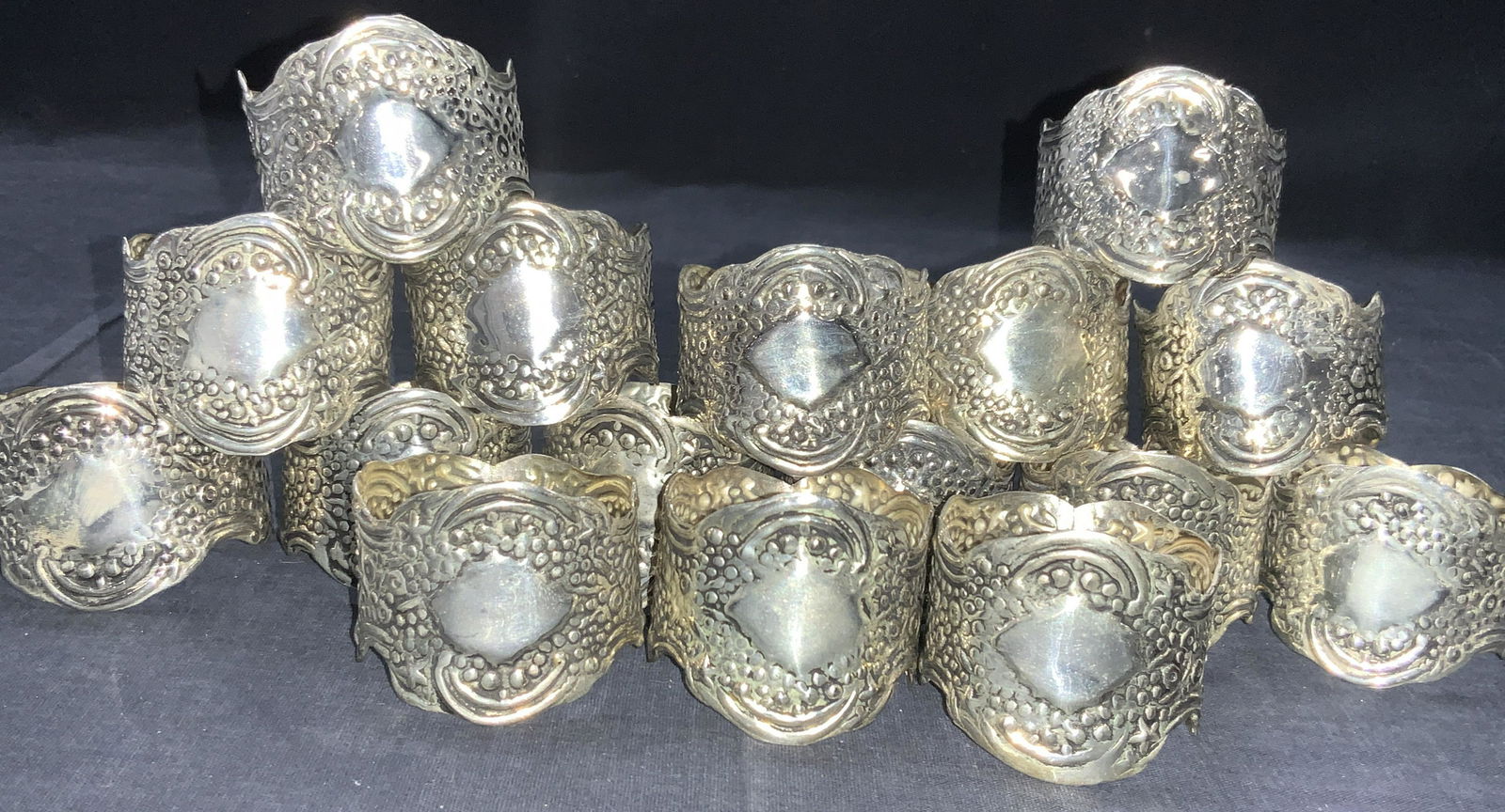 Set 16 Vintage Embossed White Metal Napkin Holders (1 of 7)