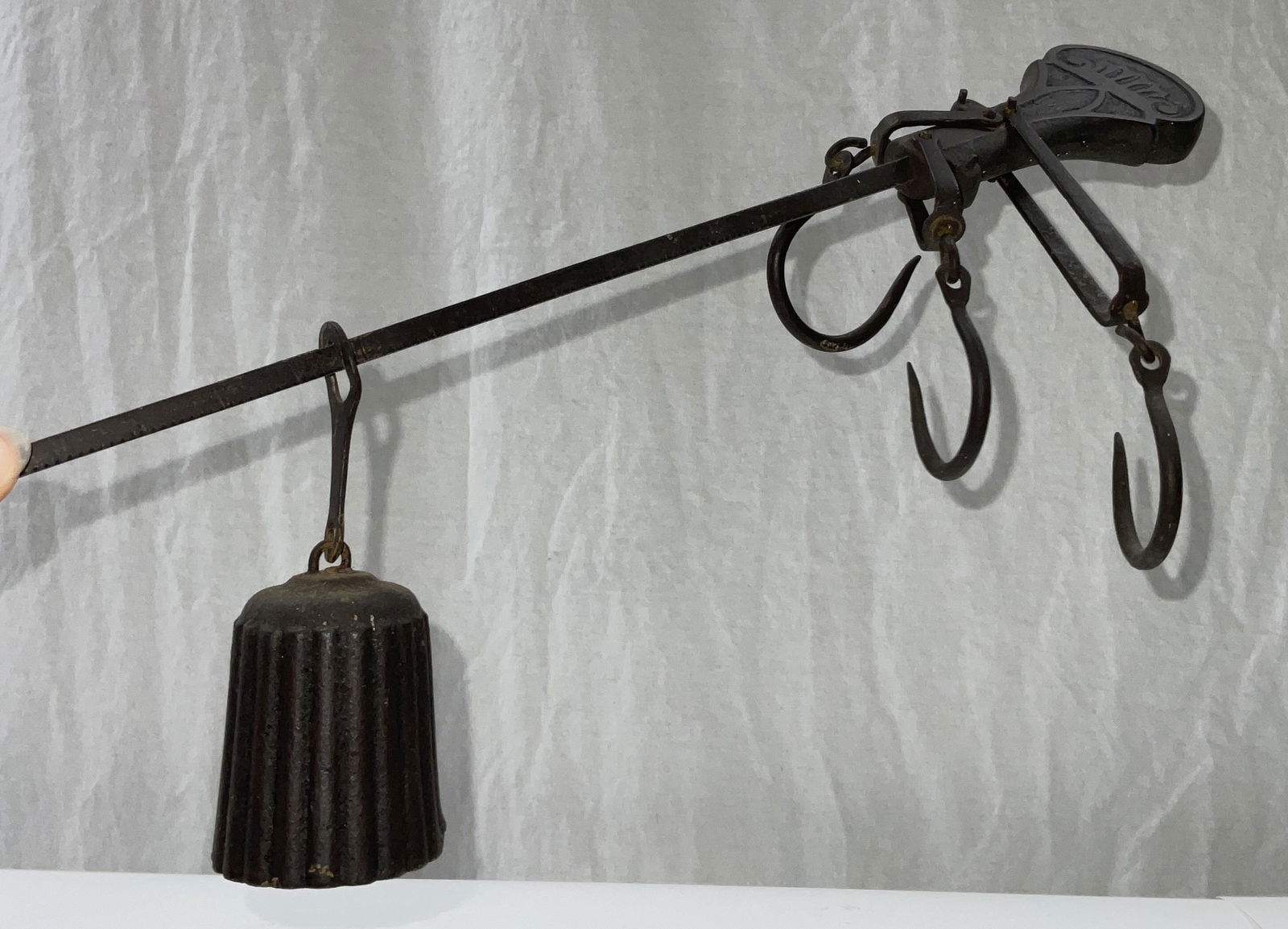 Vintage Hanging Steelyard Scale W Weight & Hooks (1 of 6)