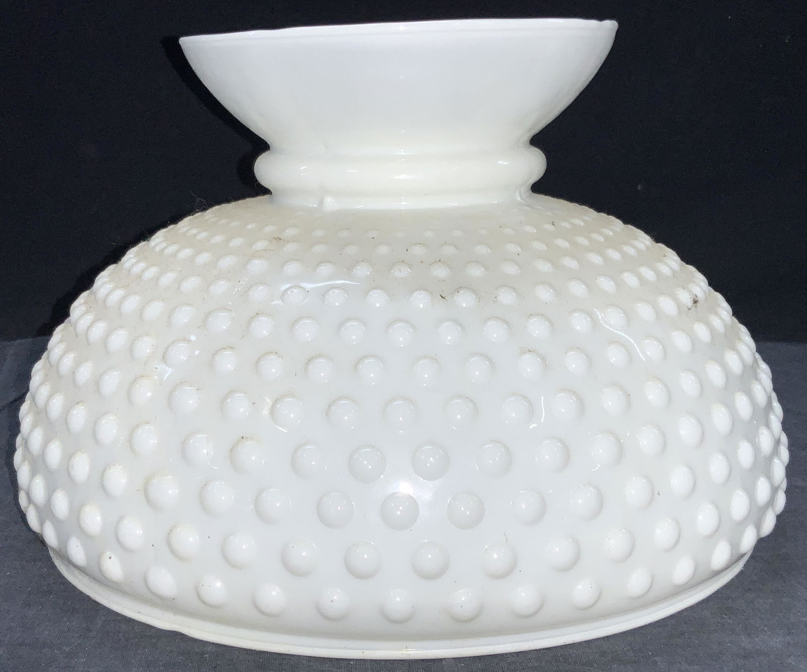 Vintage Hobnail Milk Glass Crimp Top Lamp Shade
