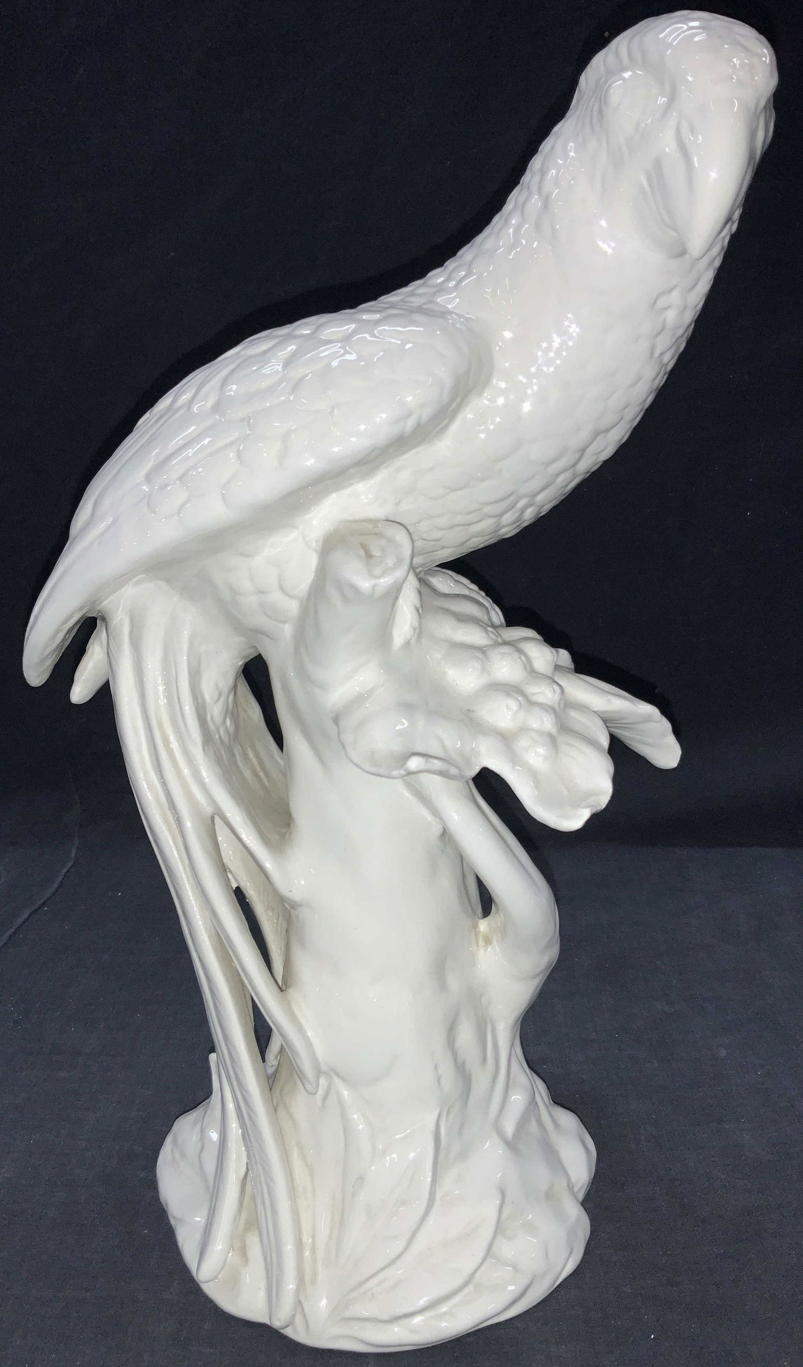 White Ceramic Parrot Statue, Italy (1 of 9)