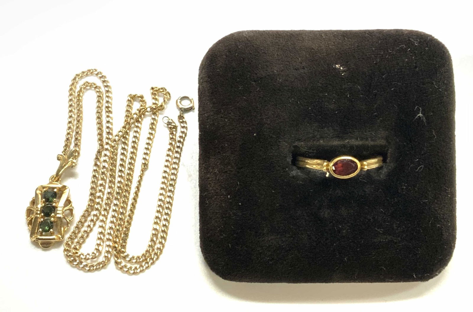Lot2 14K GF Pendant Necklace, Crystal Ring Jewelry (1 of 6)