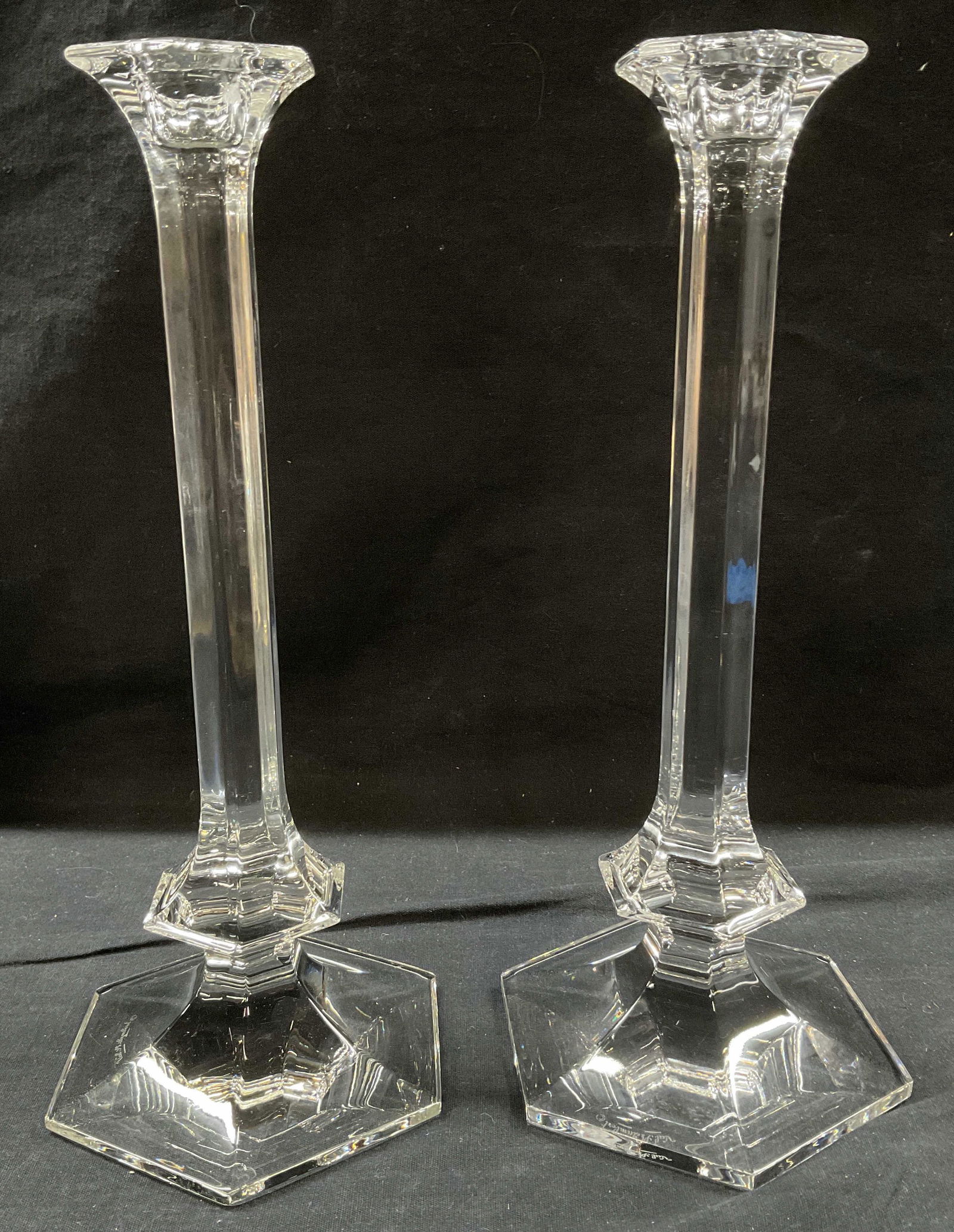 Pair Signed Val St. Lambert Crystal Candle Holders (1 of 5)