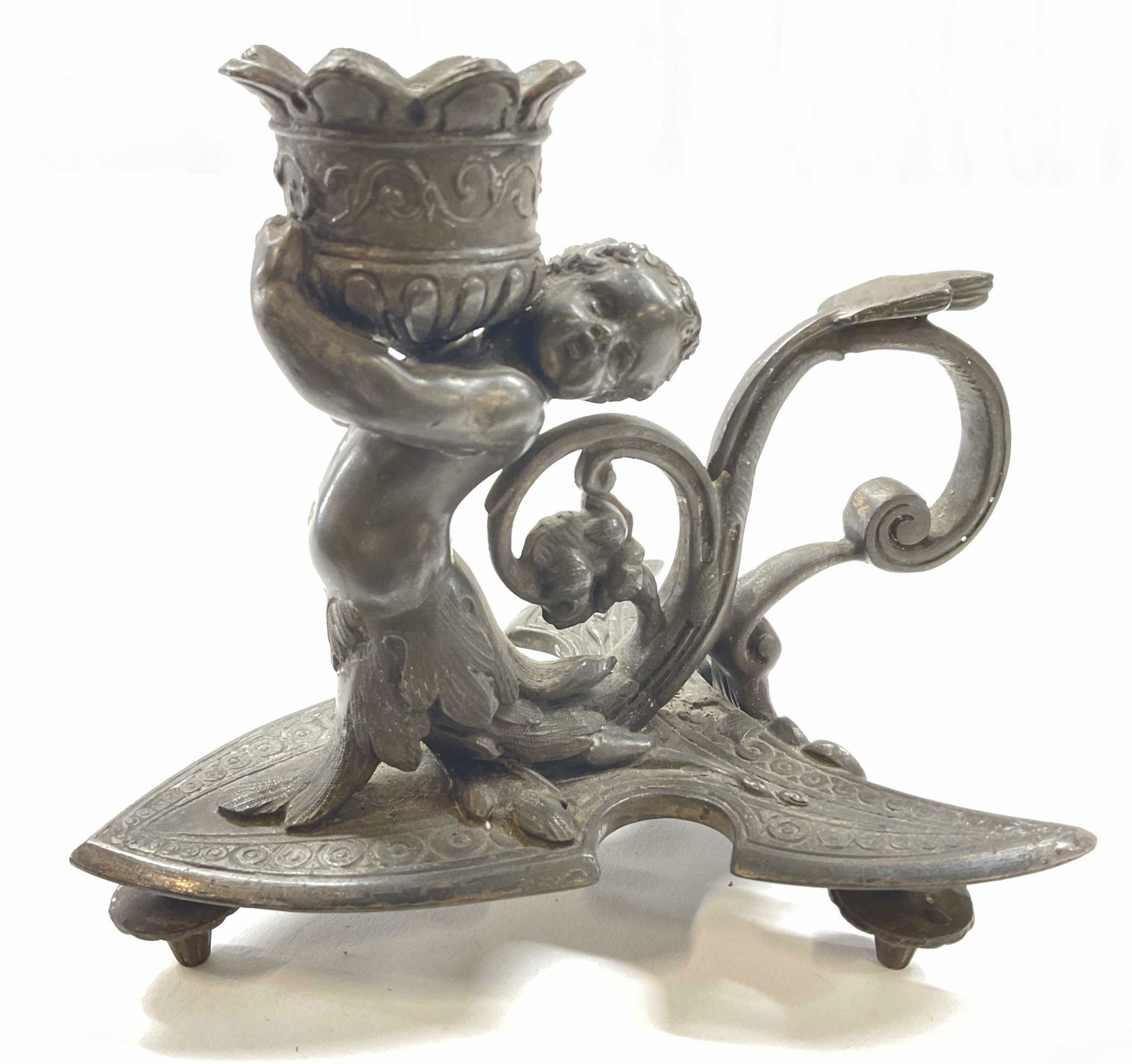 Pewter Candle Holder W Putti Figure (1 of 5)