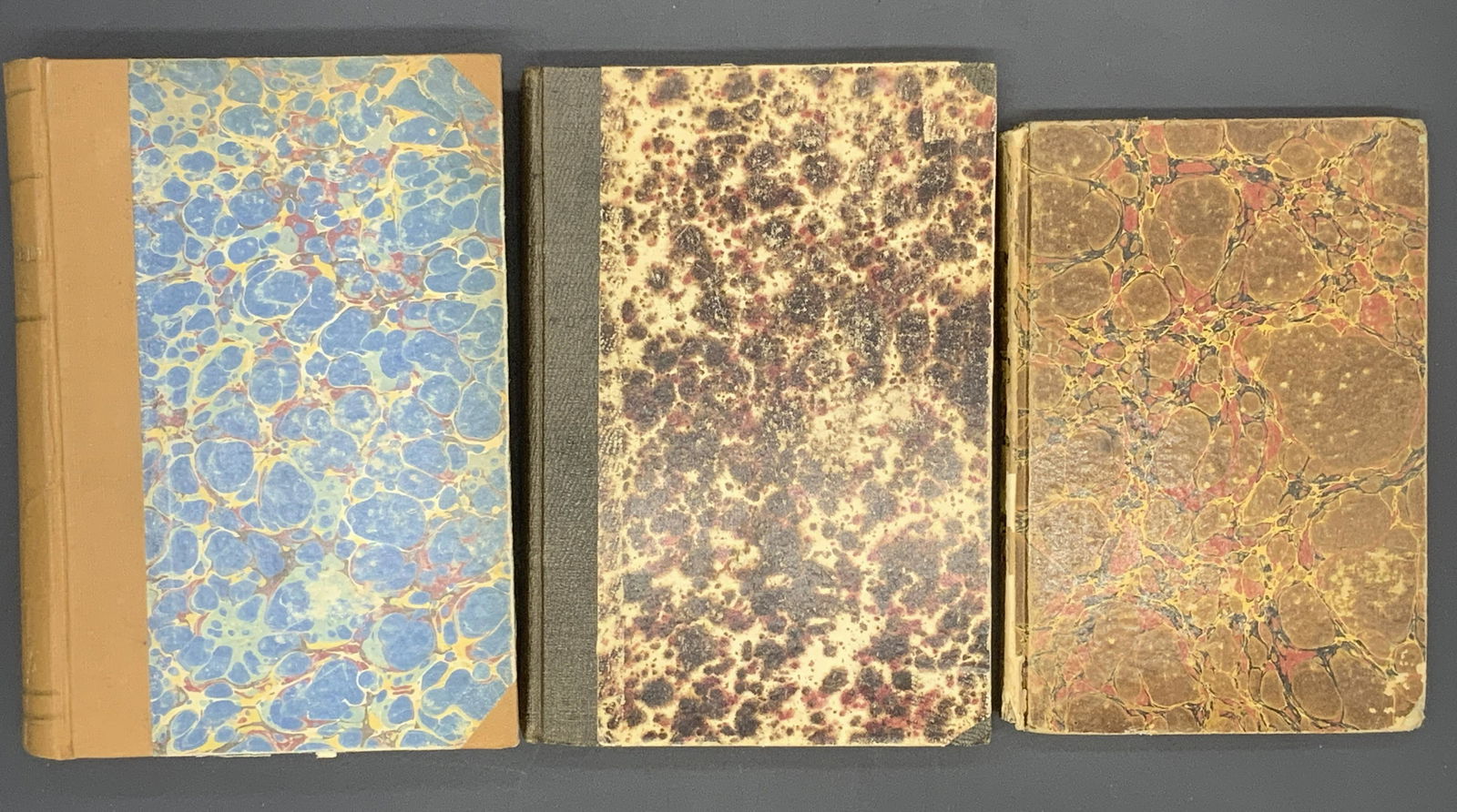 Lot of 3 Antique Marbled Paper Cover Books (1 of 4)