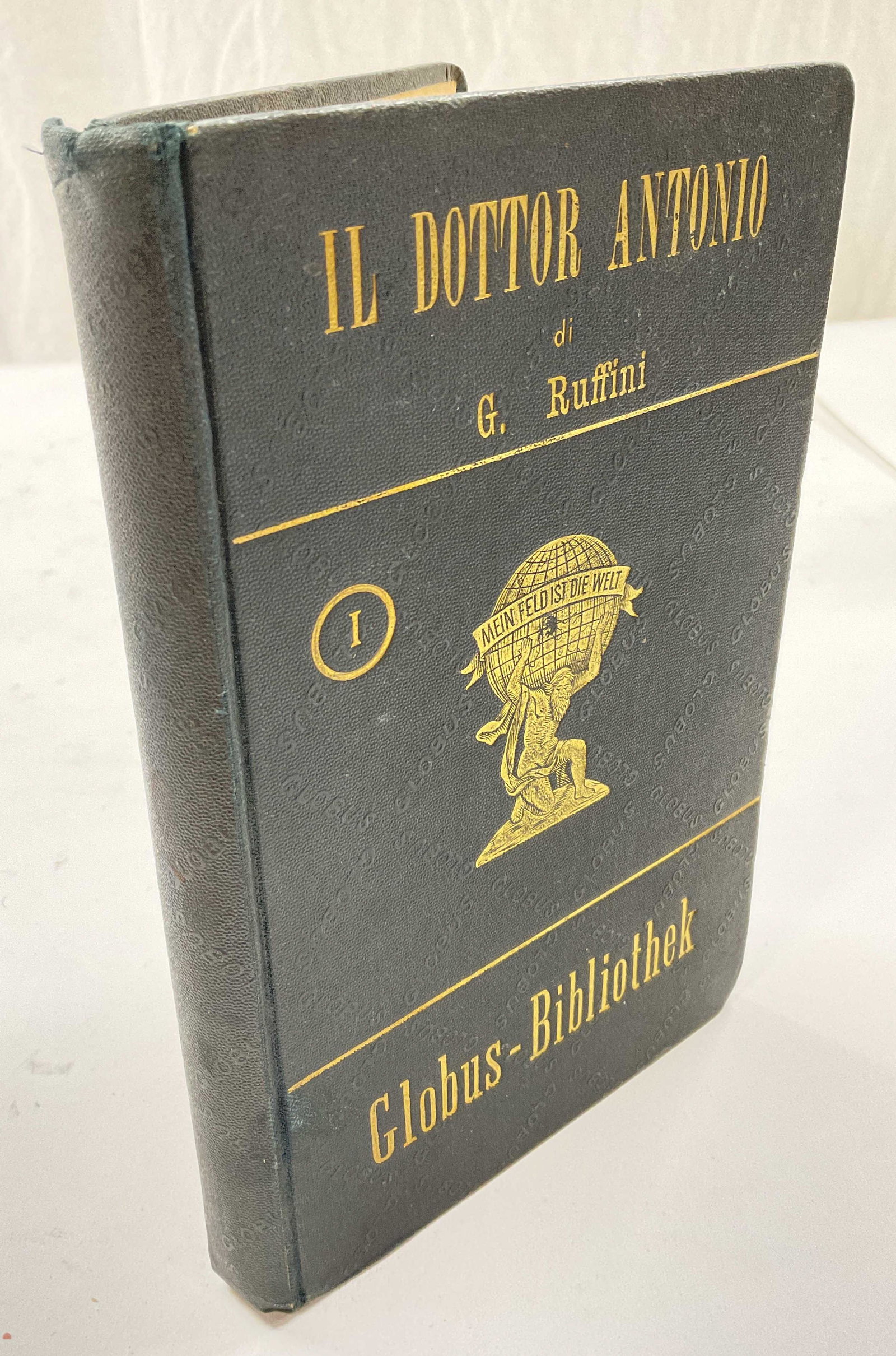 Antique Doctor Antonio Tale, Book, Italy: Antique Doctor Antonio Tale, book written by Lorenzo Benoni, editor Eduardo Sonzogno, copyright 1883. Discoloration to pages. Some tears to pages. Embossed front cover with gold foil. Written in Itali