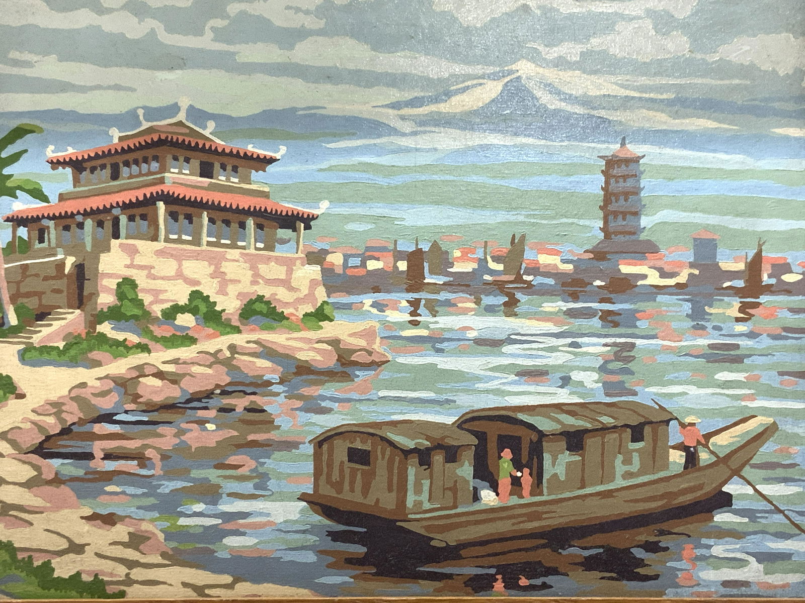 EDITH ROTZER Acrylic Asian Waterway Painting (1 of 5)