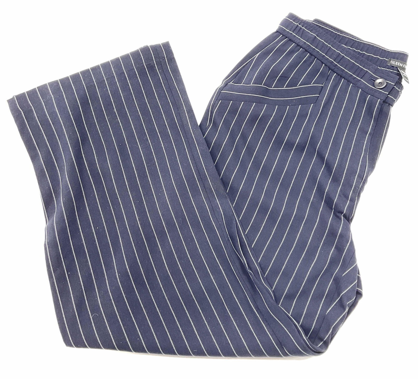 Eileen Fisher Navy Blue Stripped Slacks (1 of 4)
