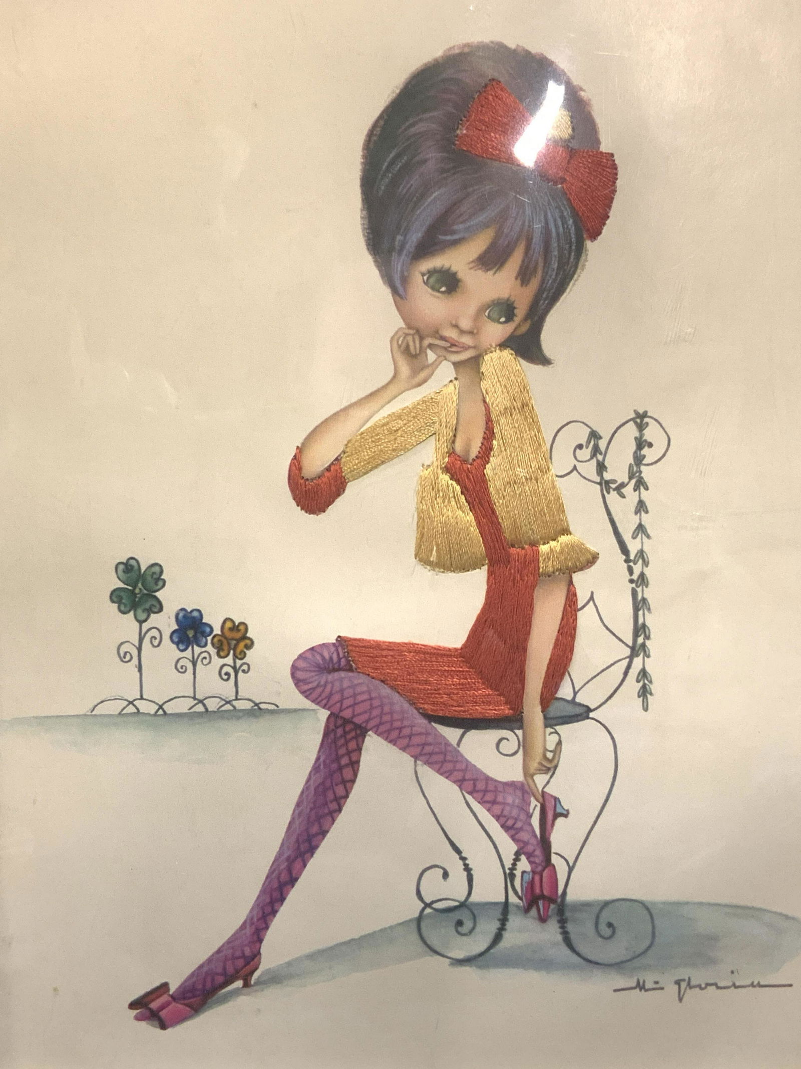 Chica Presumida Embroidered Lithograph (1 of 5)