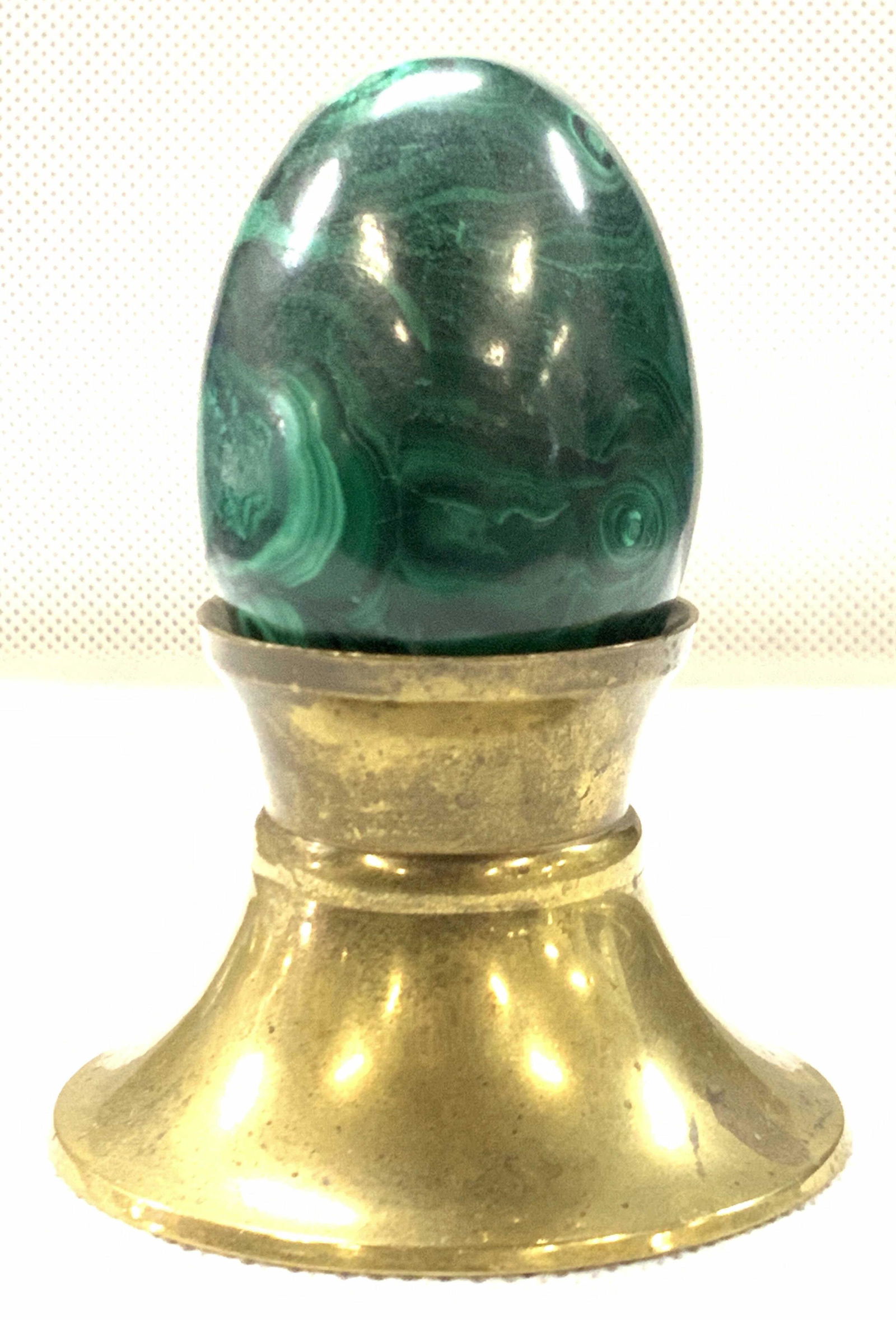 Polished Malachite Stone Egg W Brass Stand (1 of 7)