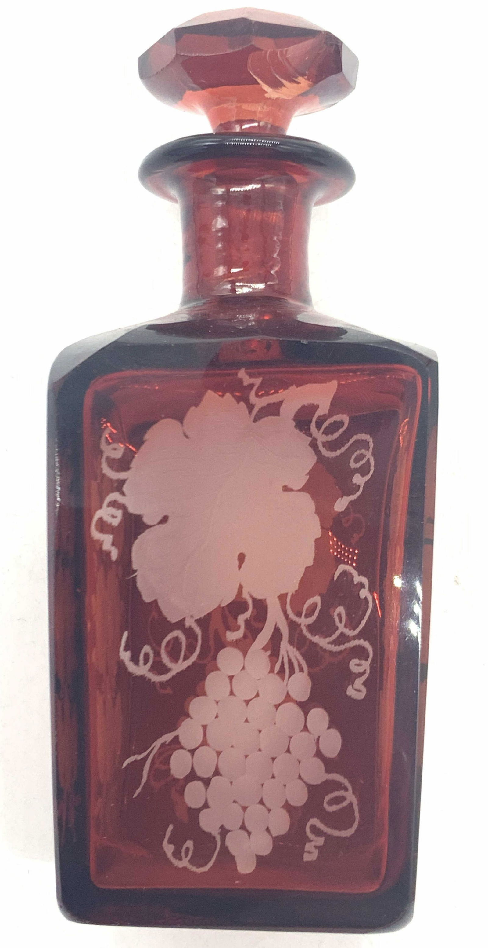 Vintage Ruby Toned Bohemian Glass Bottle (1 of 7)