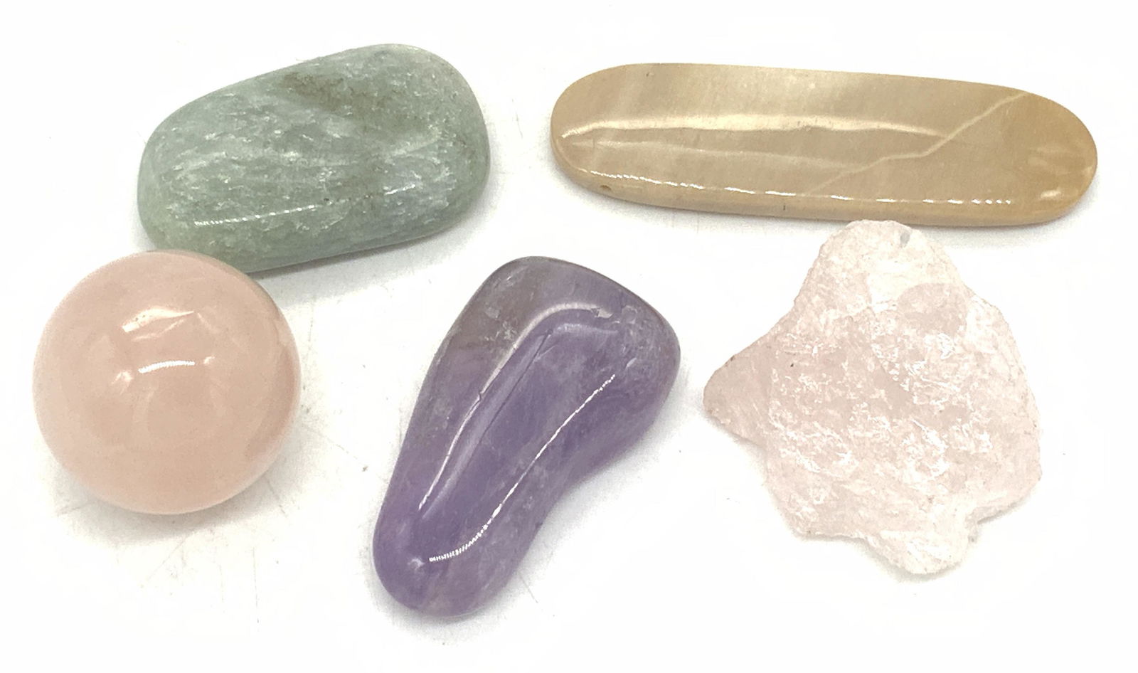 Lot of 5 Quartz, Amethyst, & Aventurine Stones (1 of 4)