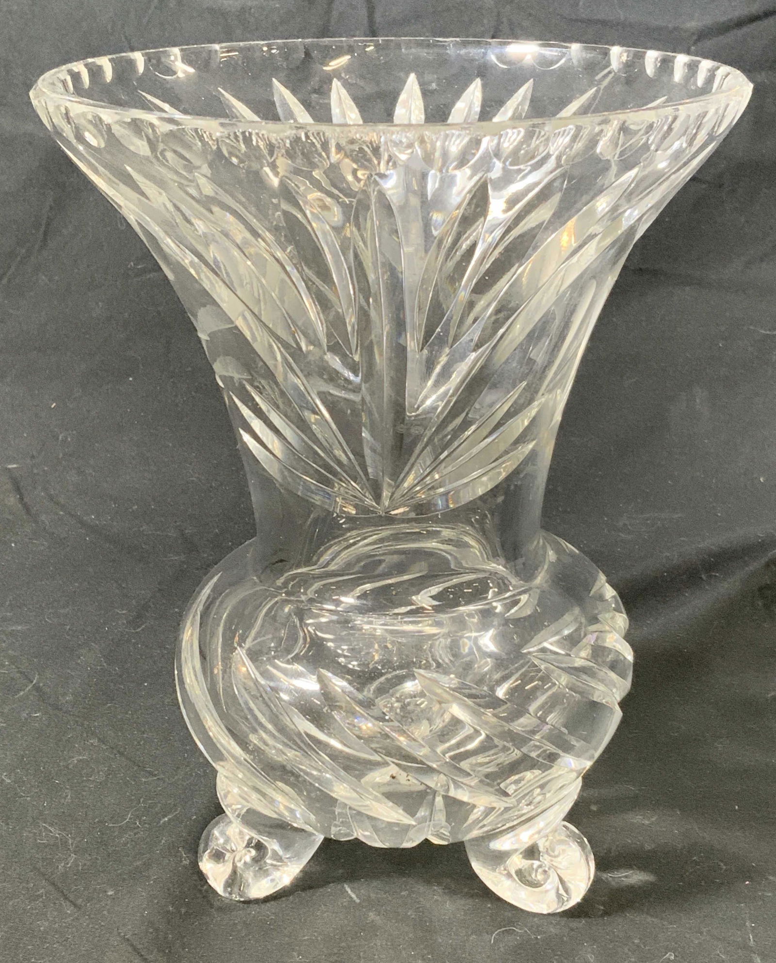 Vintage Cut Glass Footed Vase (1 of 4)