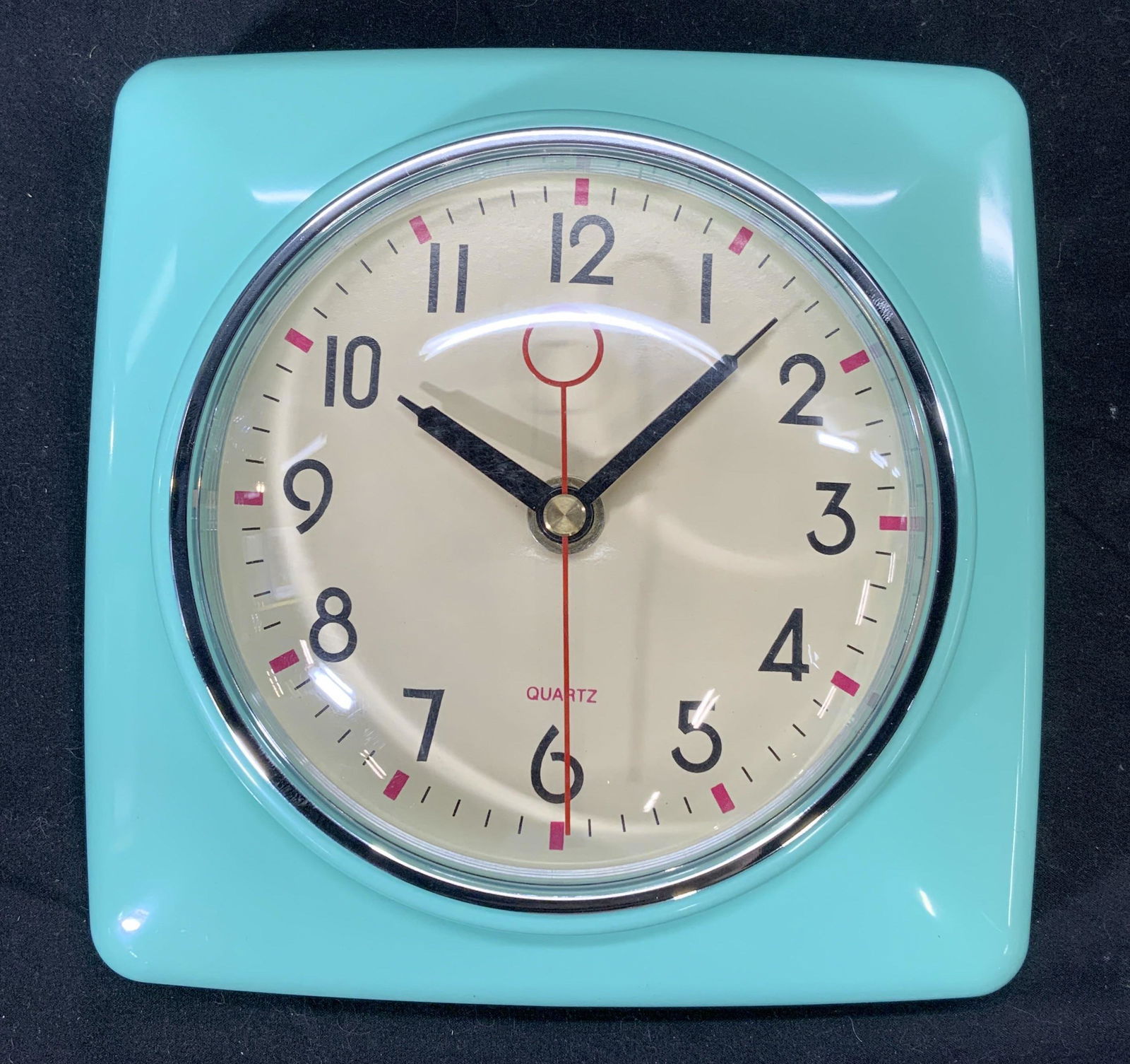 Retro Style Teal Battery Operated Wall Clock, NIB (1 of 4)