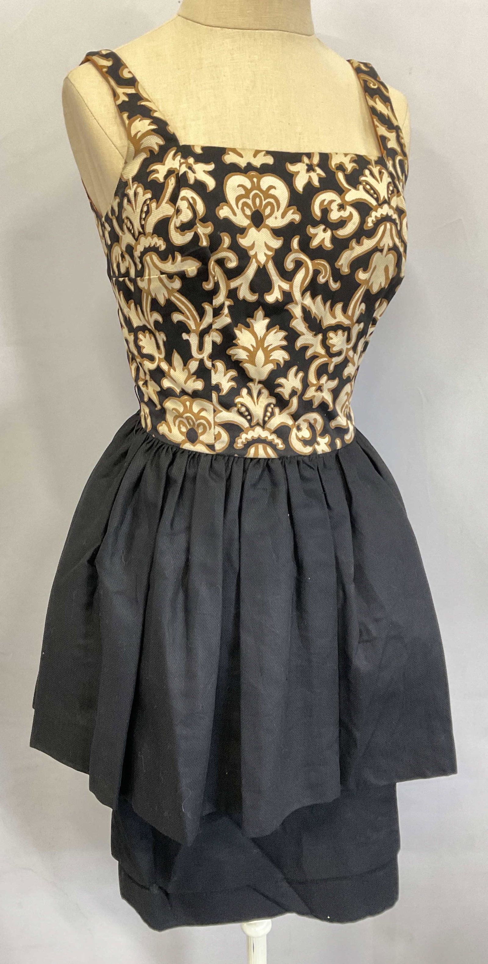 Vintage Jay Herbert Dress, California: Vintage Jay Herbert Dress, California. From waist down, length measures approx 23 inches. Waist width measures approx 13 inches. Minimal wear to piece. Brooklyn fashion, 60s style dress, cocktail dres