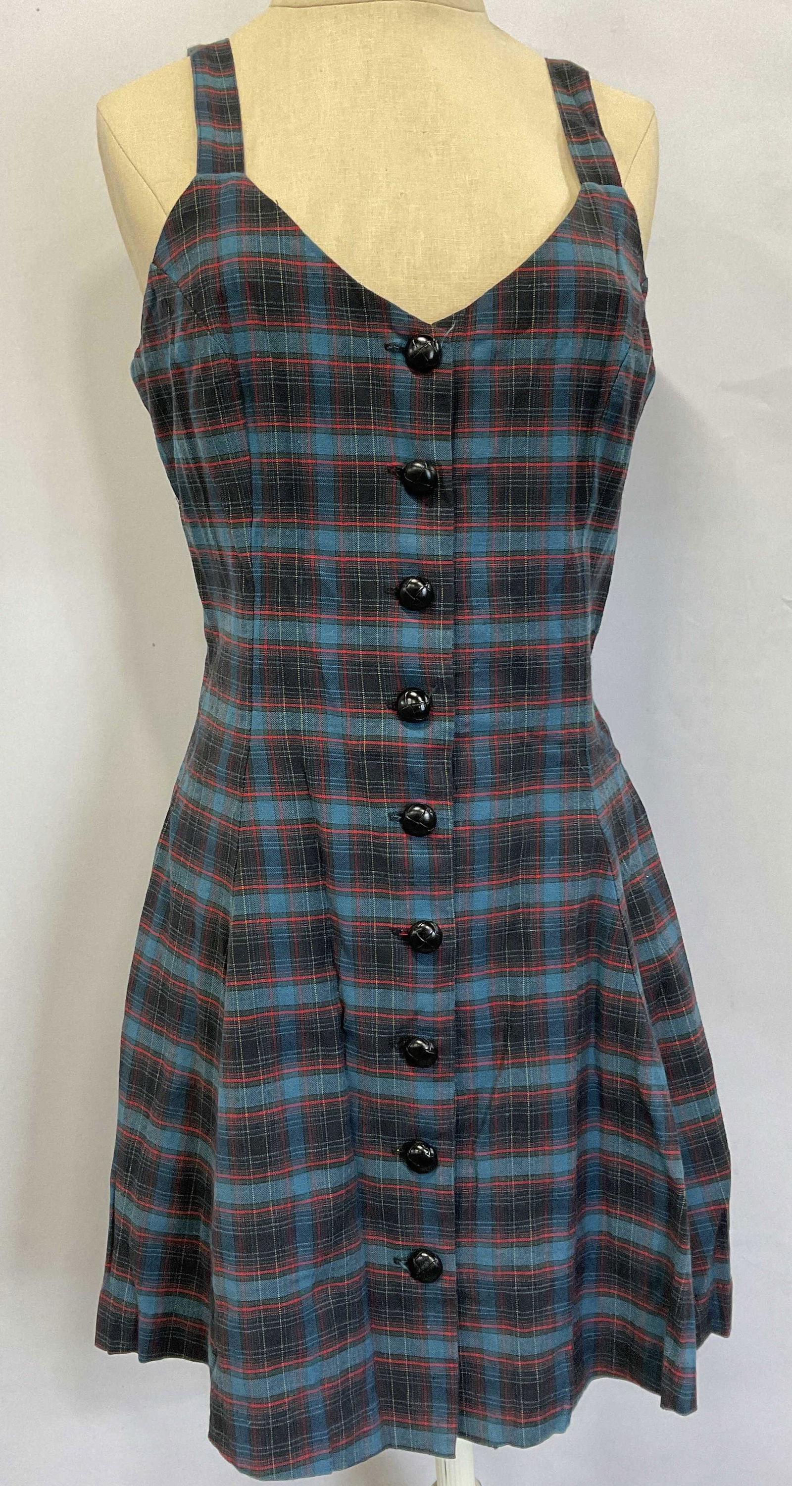 Vintage BETSY JOHNSON LUXE Button Plaid Dress (1 of 5)