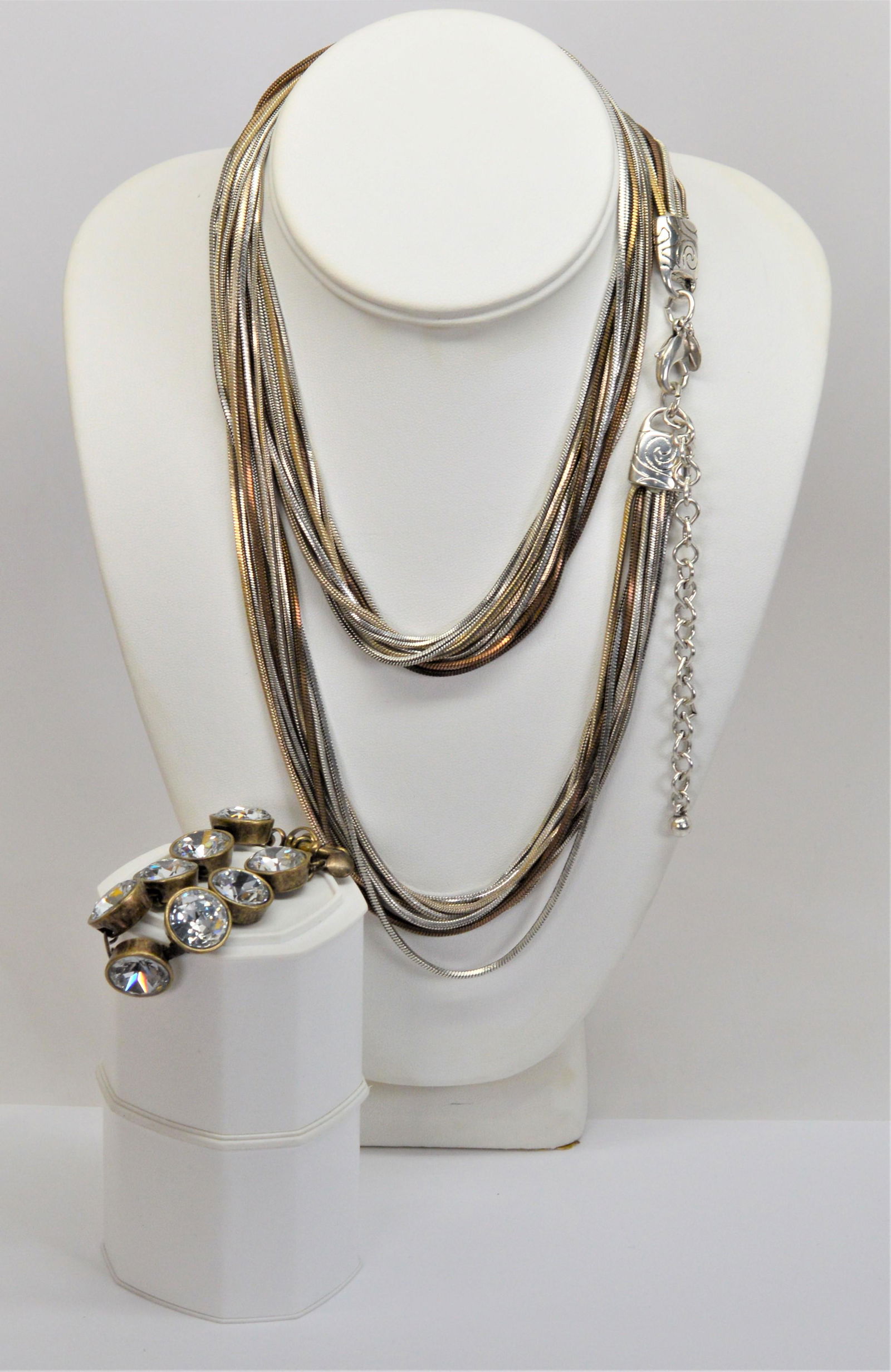 Lot2 Chicos Silver Plate Necklace & JCrew Bracelet (1 of 4)