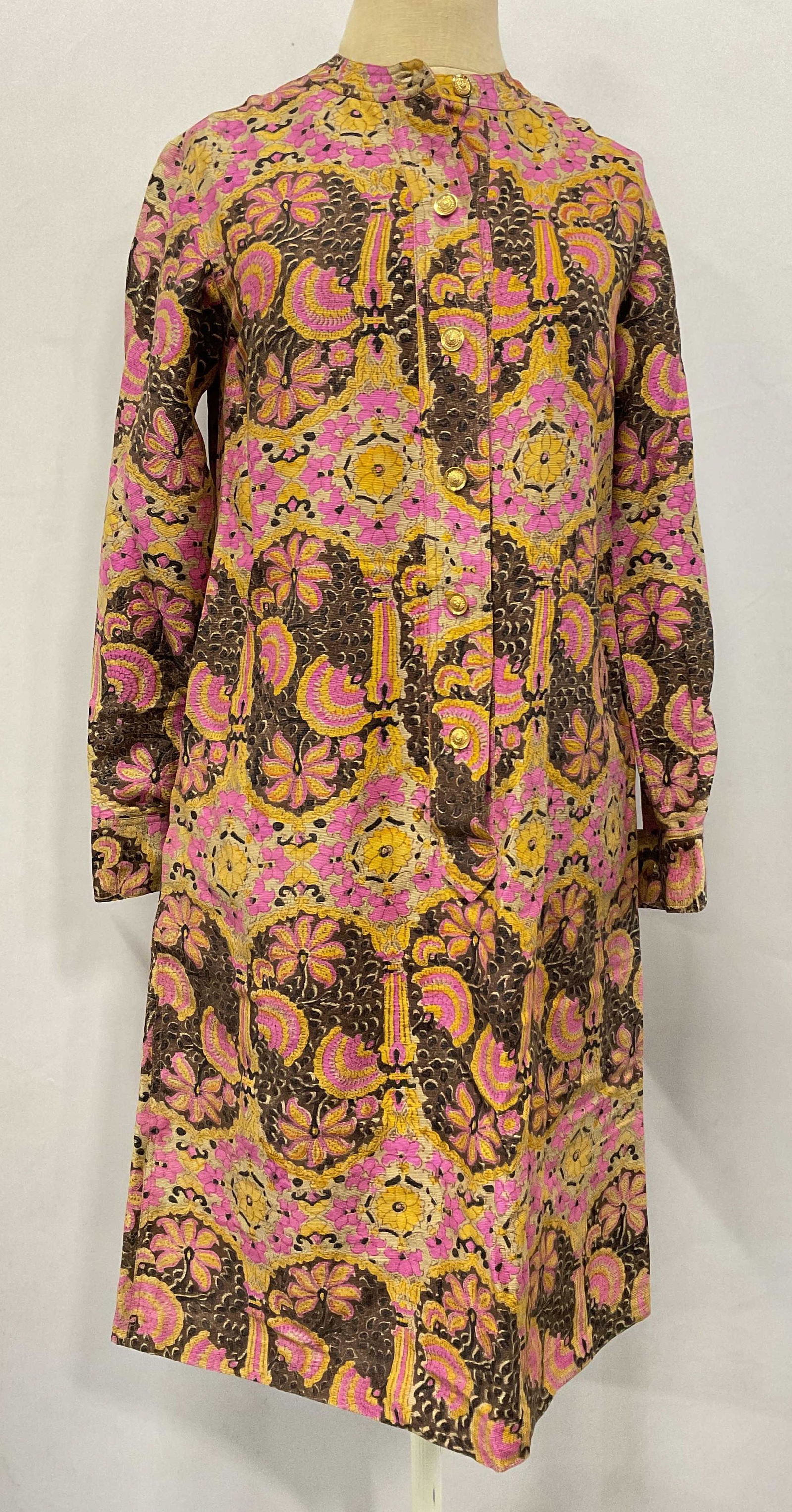 Floral Vintage 60s Shift Silk Dress (1 of 6)