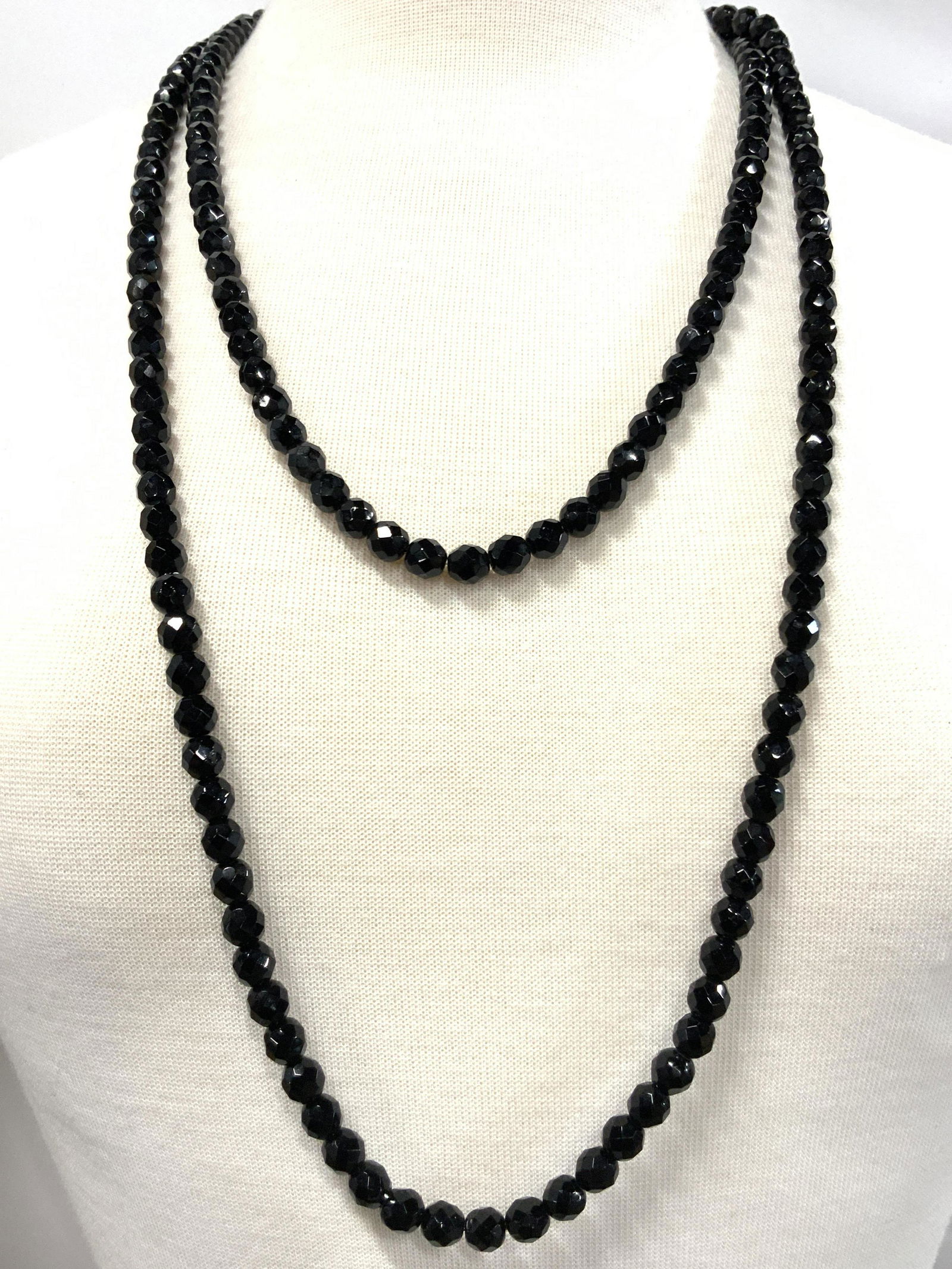 Faceted Black Crystal Beaded Lariat Necklace (1 of 7)
