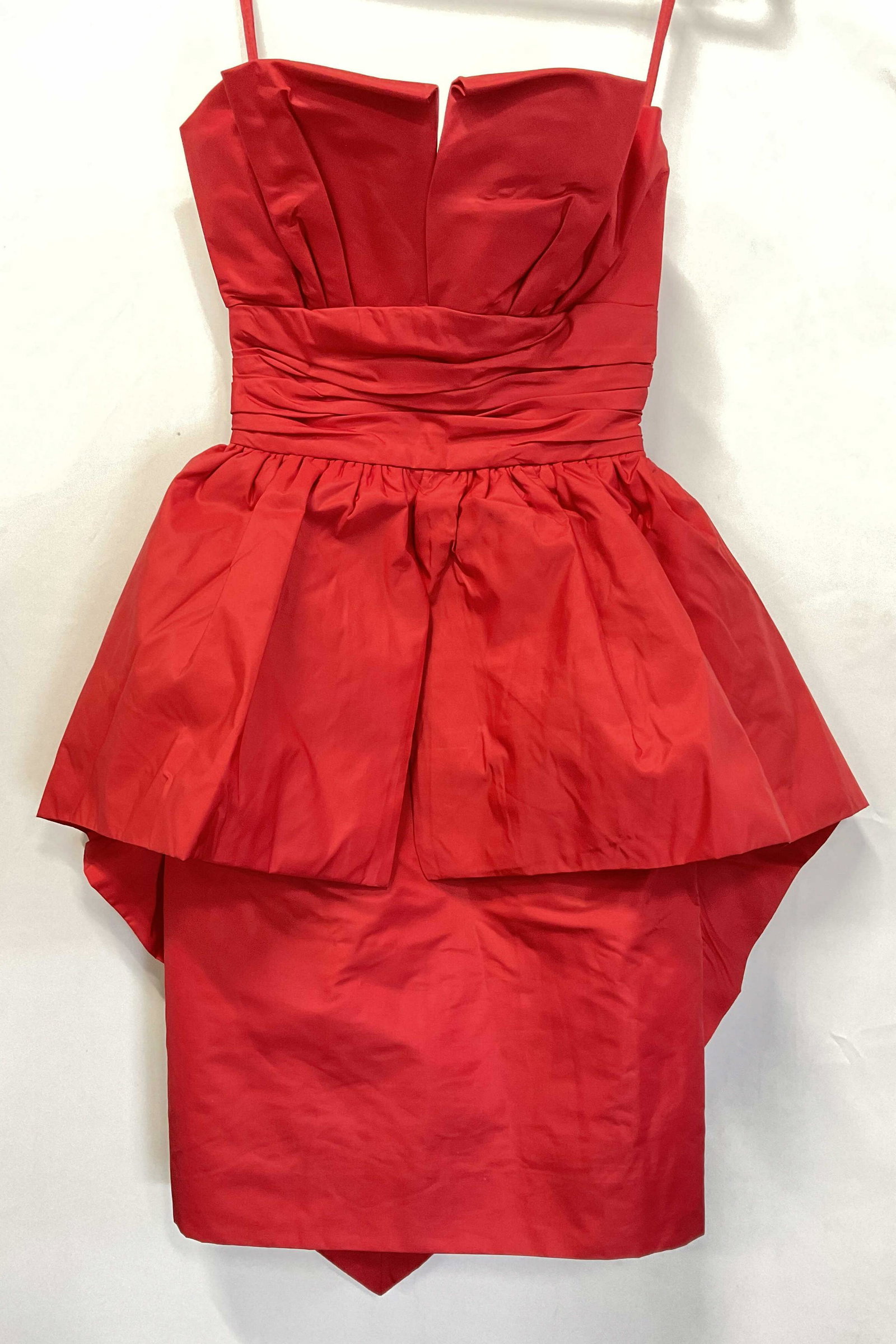 Vintage Victor Acosta Red Cocktail Dress: No material or size label to dress. Zipper back to piece. Waist width measures approx 11 inches. Length of dress from waist down measures approx 21.5 inches. Strapless dress. Minimal wear to piece Str