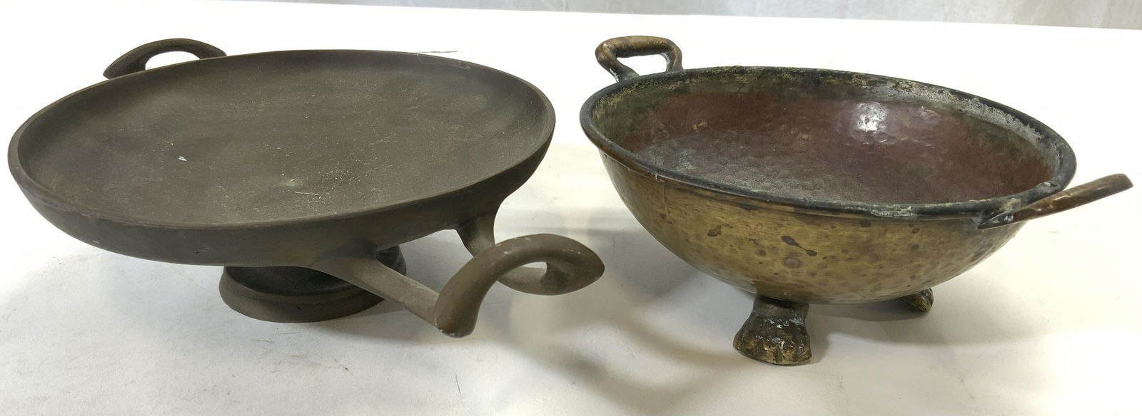 Lot 2 Vintage Metal Vessels W Handles (1 of 8)