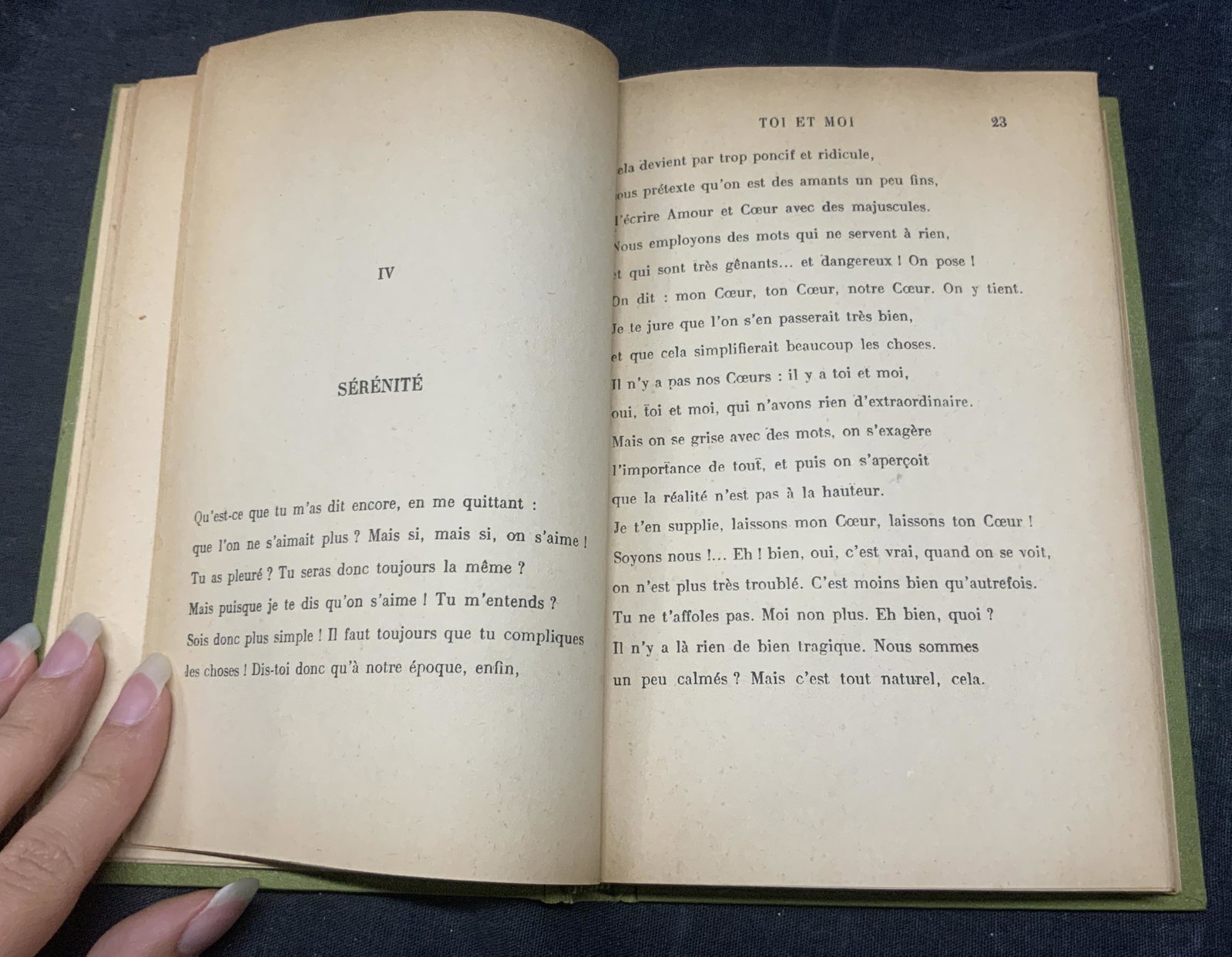 TOI ET MOI Antique French Novel by Paul Geraldy: TOI ET MOI Antique French Novel by Paul Geraldy, published in Paris by Boutelleau circa 1913, text in French, surface wear consistent with age, measures approx 7 x 5 in. TOI ET MOI antique French nove